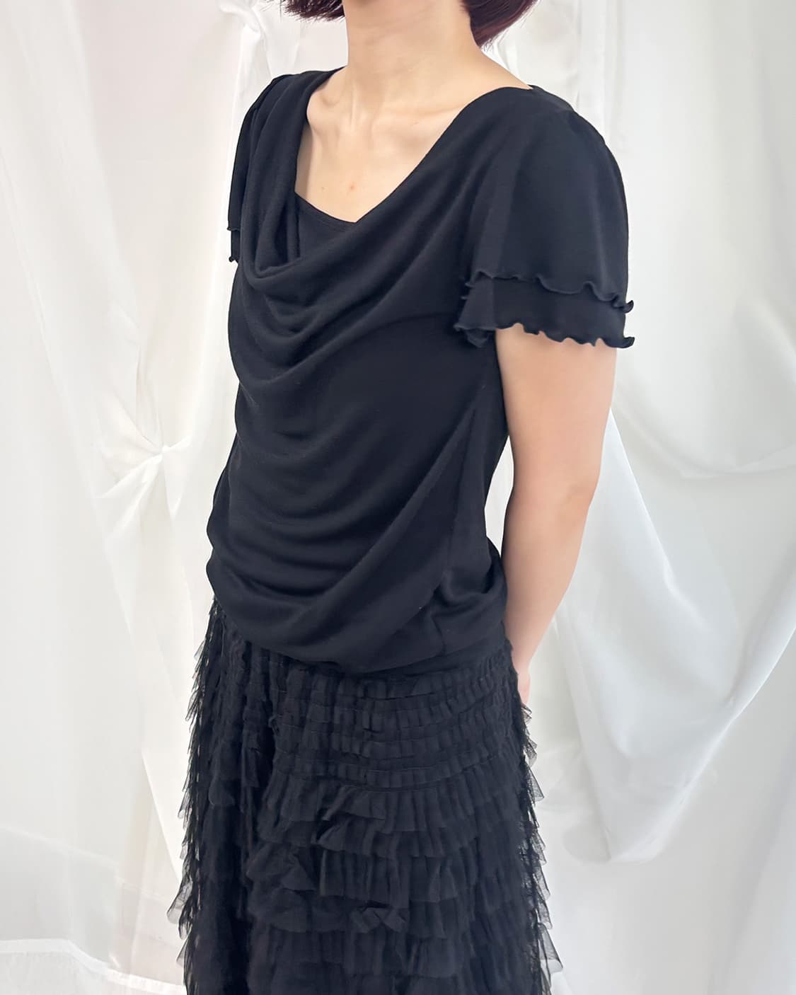 PRASH NOTES neck drape cowl top 상품이미지2