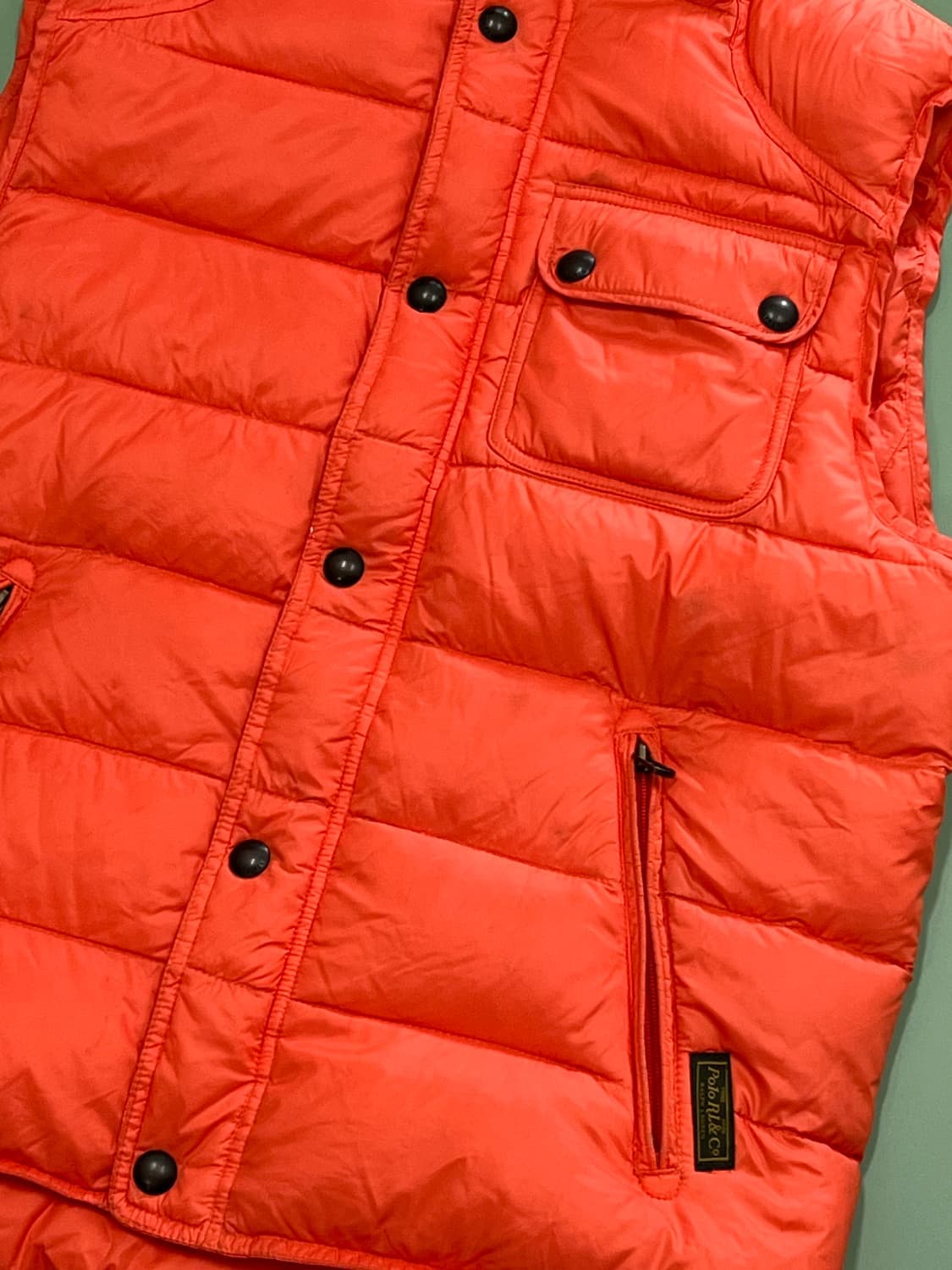 (XL) 폴로 랄프로렌 올드스쿨 원포켓 조끼 패딩 오렌지 상품이미지3