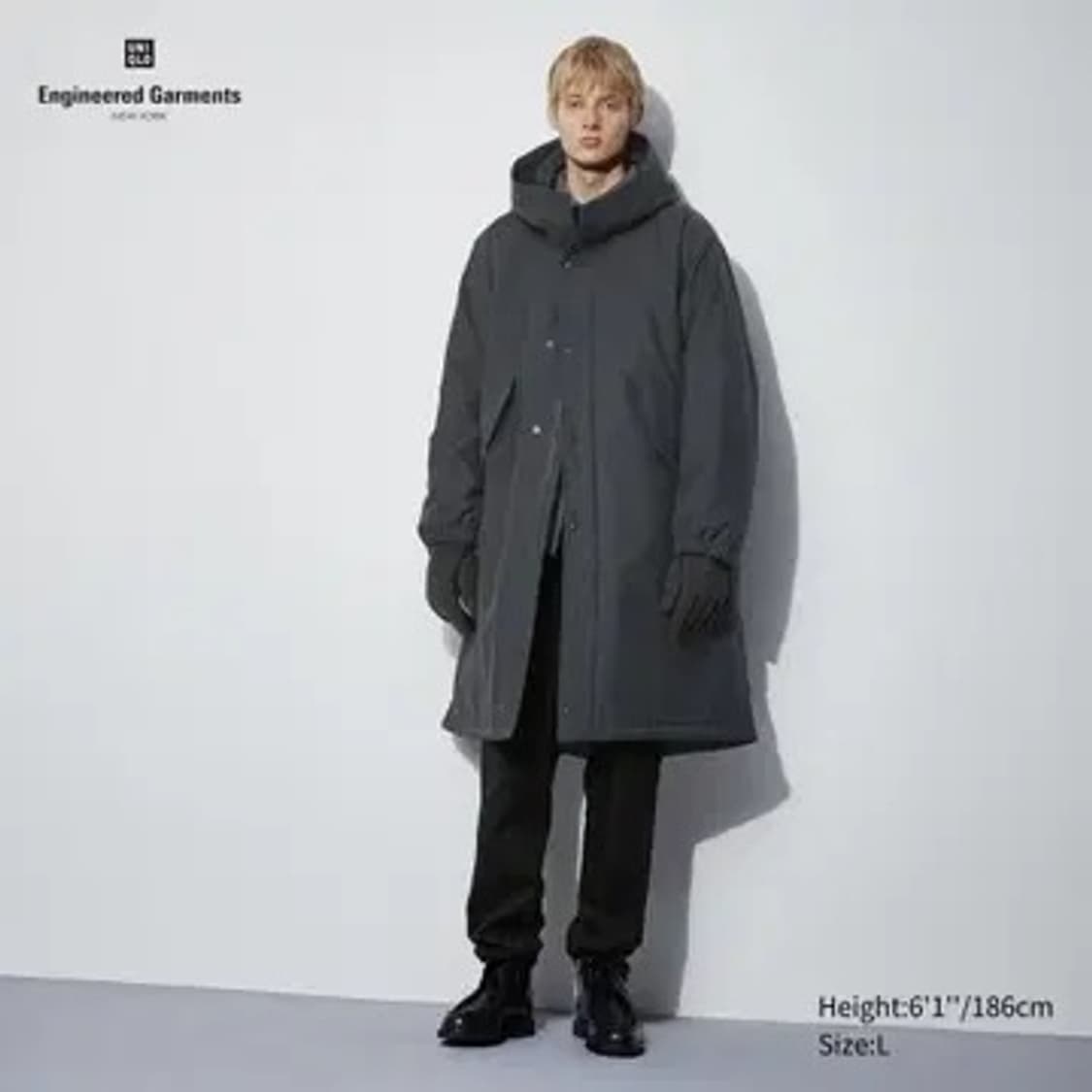 유니클로 x 엔지니어드 가먼츠 후드코트 다크그레이 xl 상품이미지1