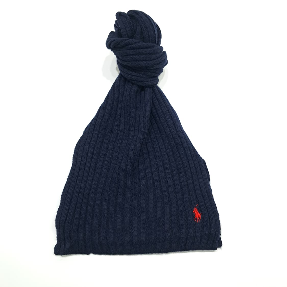 MX306 폴로 랄프로렌 다크네이비 리브드 램스울 니트 목도리 머플러 상품이미지1