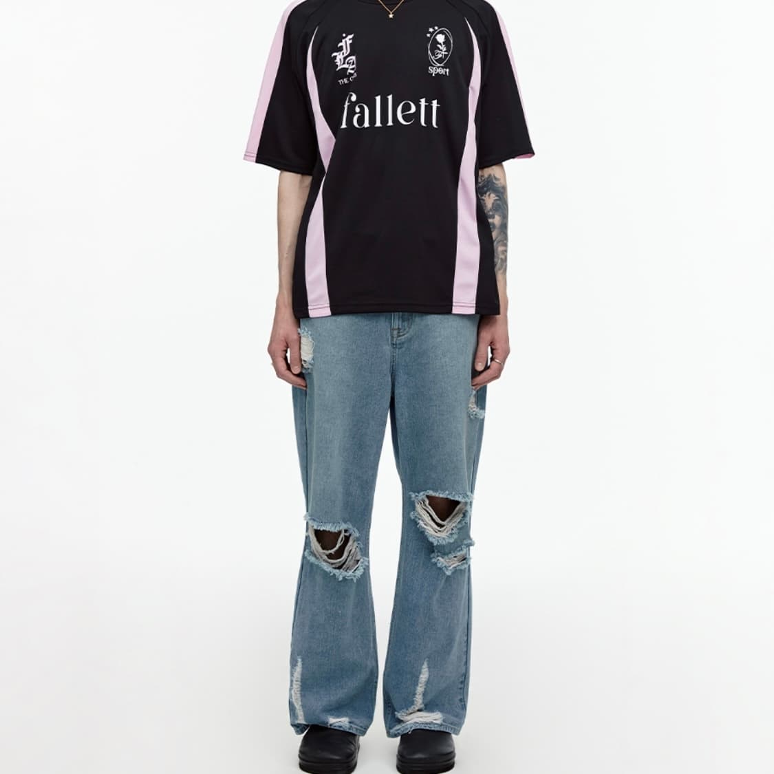 24SS FALLETT 디스트로이드 와이드 데님 팬츠 라이트블루 상품이미지3