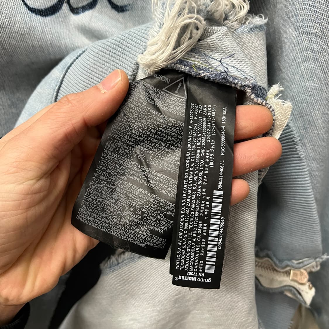 ZARA MAN 자라 맨 데님 샴브레이 빈티지 맨투맨 해외 L 상품이미지4