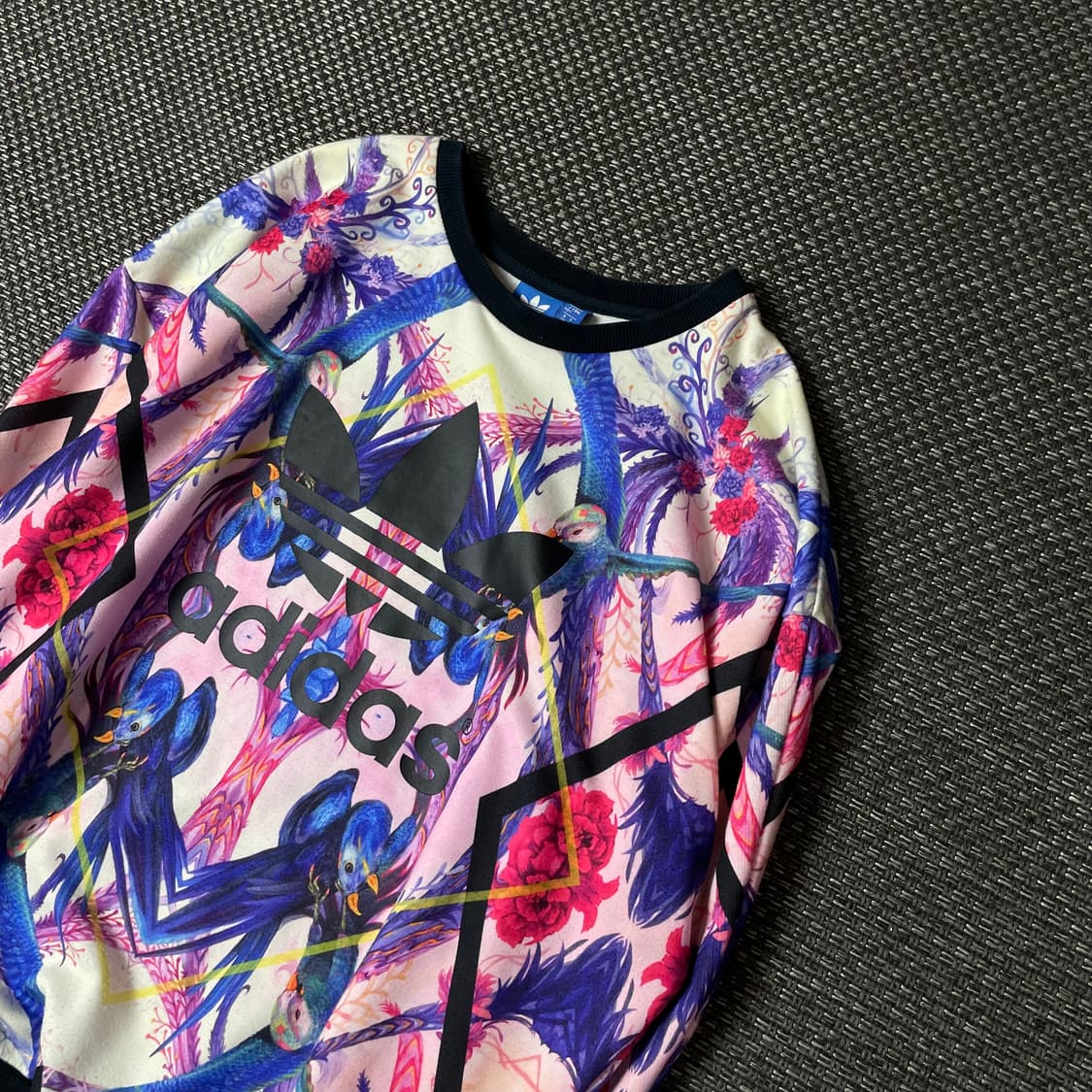 아디다스 핑크 블루 트레포일 프린팅 맨투맨 상품이미지3