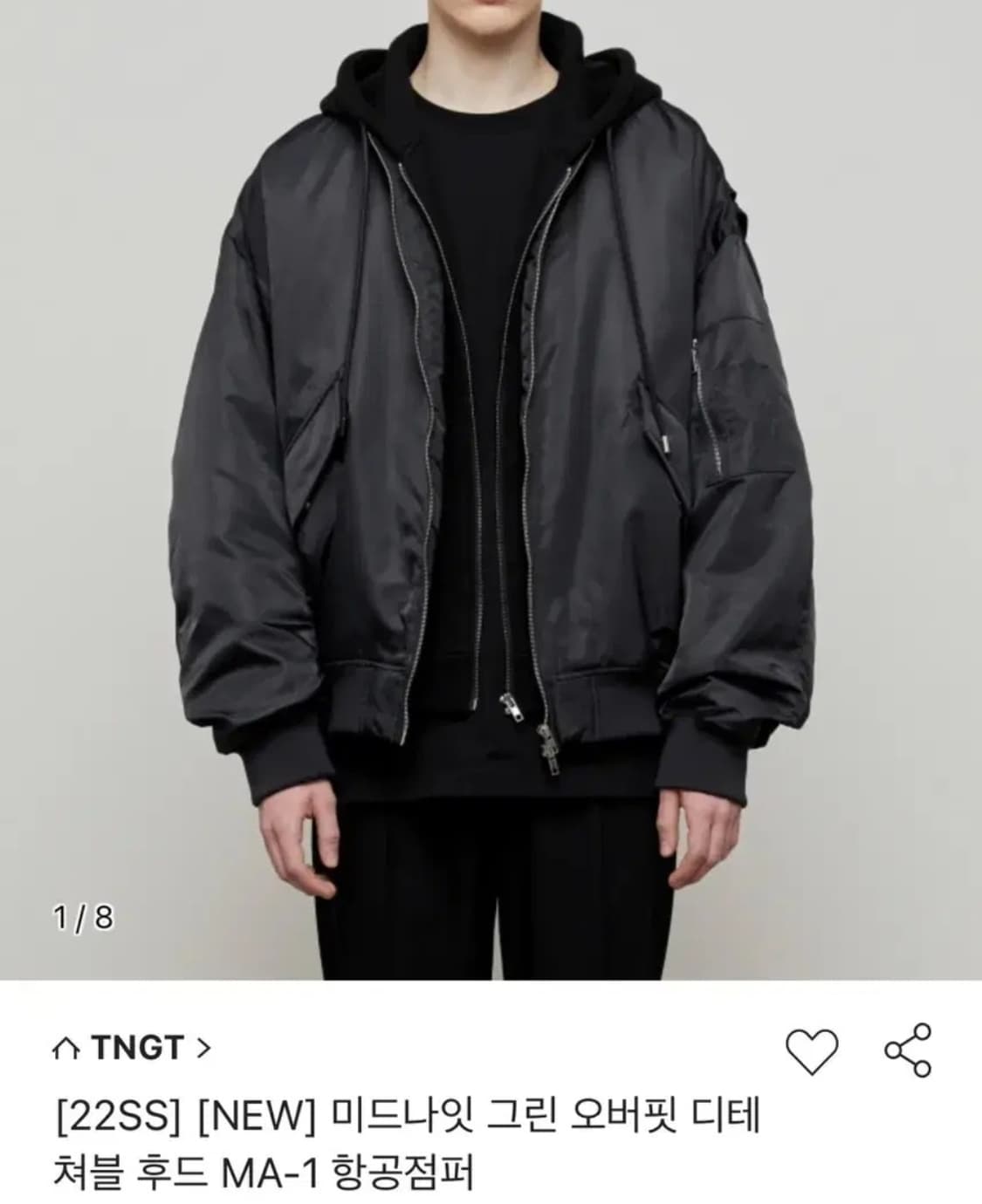 (택포) TNGT 미드나잇 그린 오버핏 디테저블 마원 자켓 B87 상품이미지2