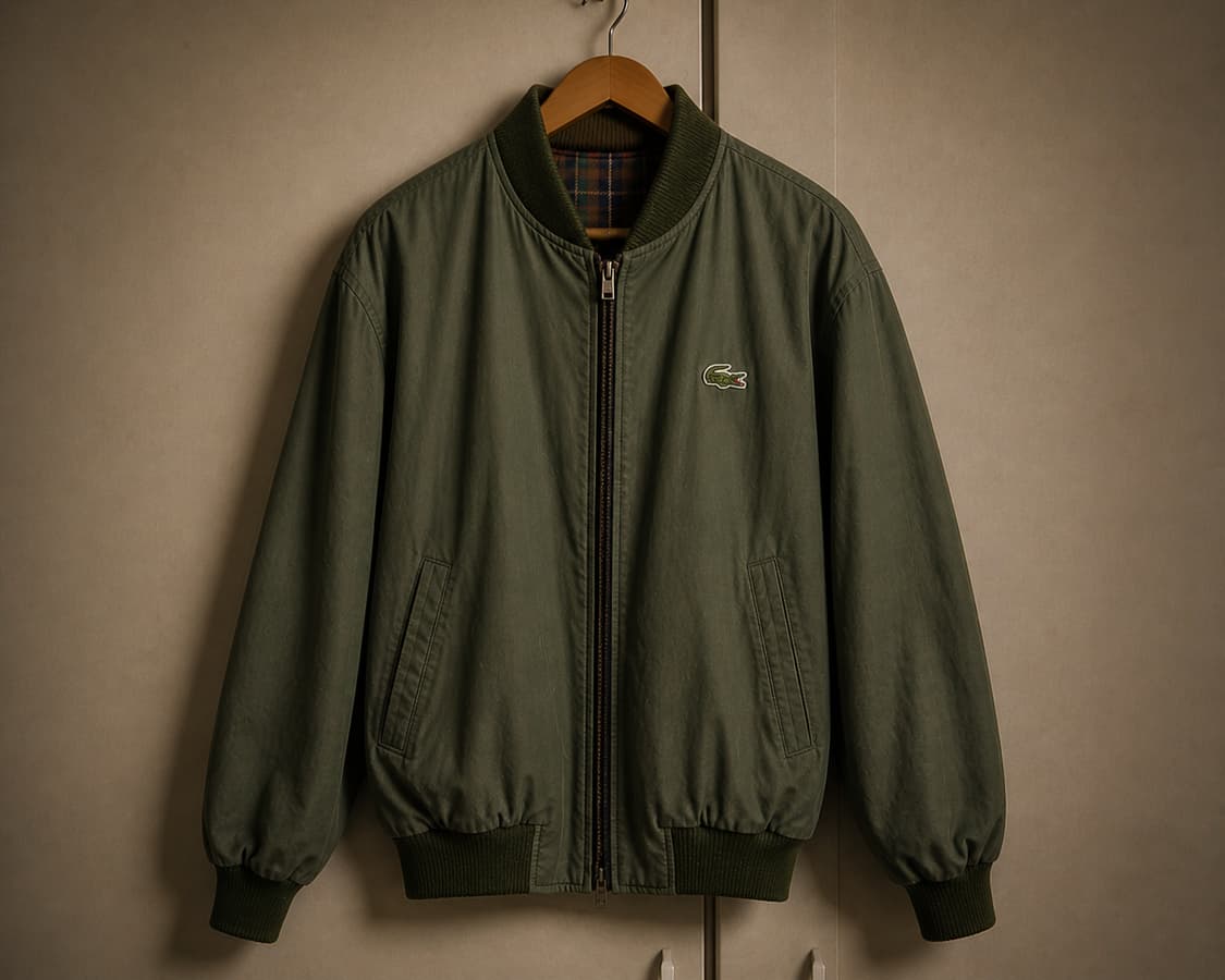 90s CHEMISE LACOSTE 리버시블 체크 블루종 자켓 (L) 상품이미지2