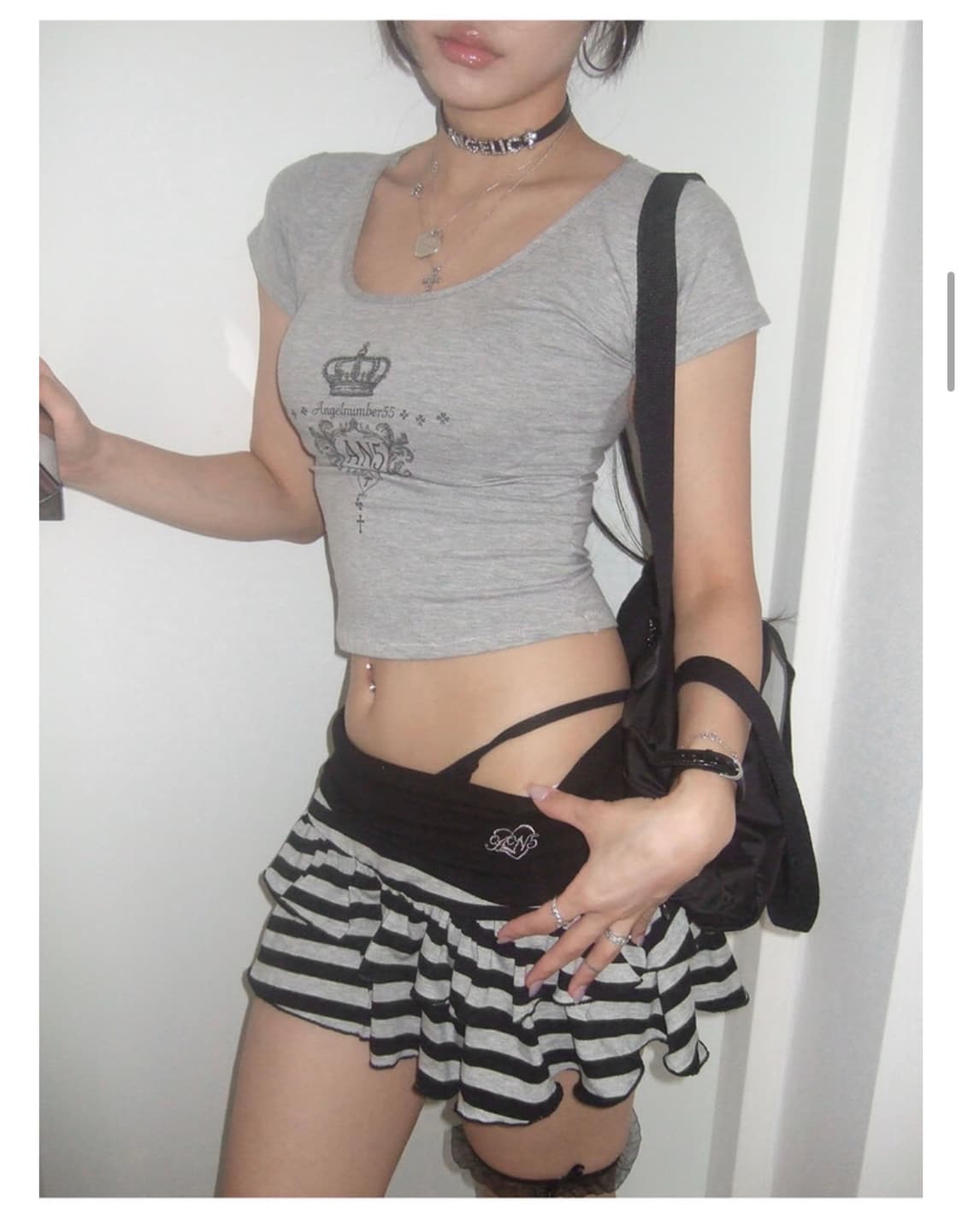 Angelnumber555 slim tshirt grey 상품이미지1