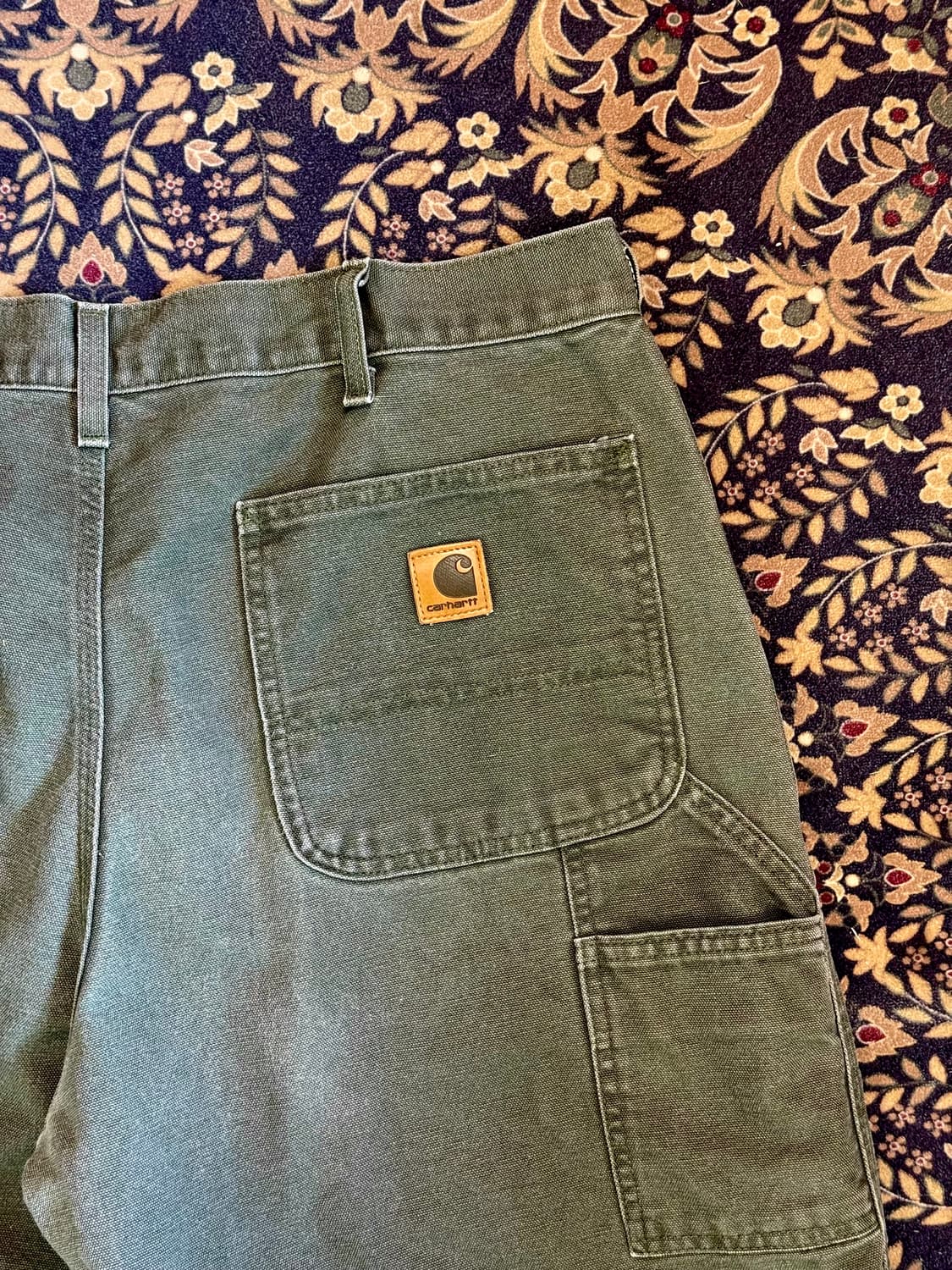 00s OG 칼하트 카펜터 싱글니 쇼츠 모스그린 상품이미지4