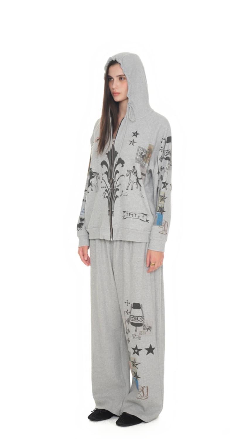 투머치택스 TOOMUCHTAX PRINTED WAFFLE ZIP-UP H 상품이미지2