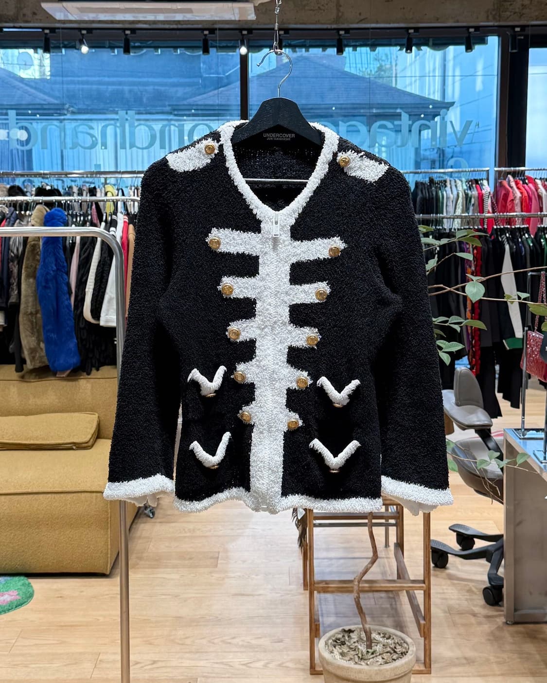 언더커버 준 타카하시 블랙 나폴레옹 플리스 트위드 자켓  상품이미지1