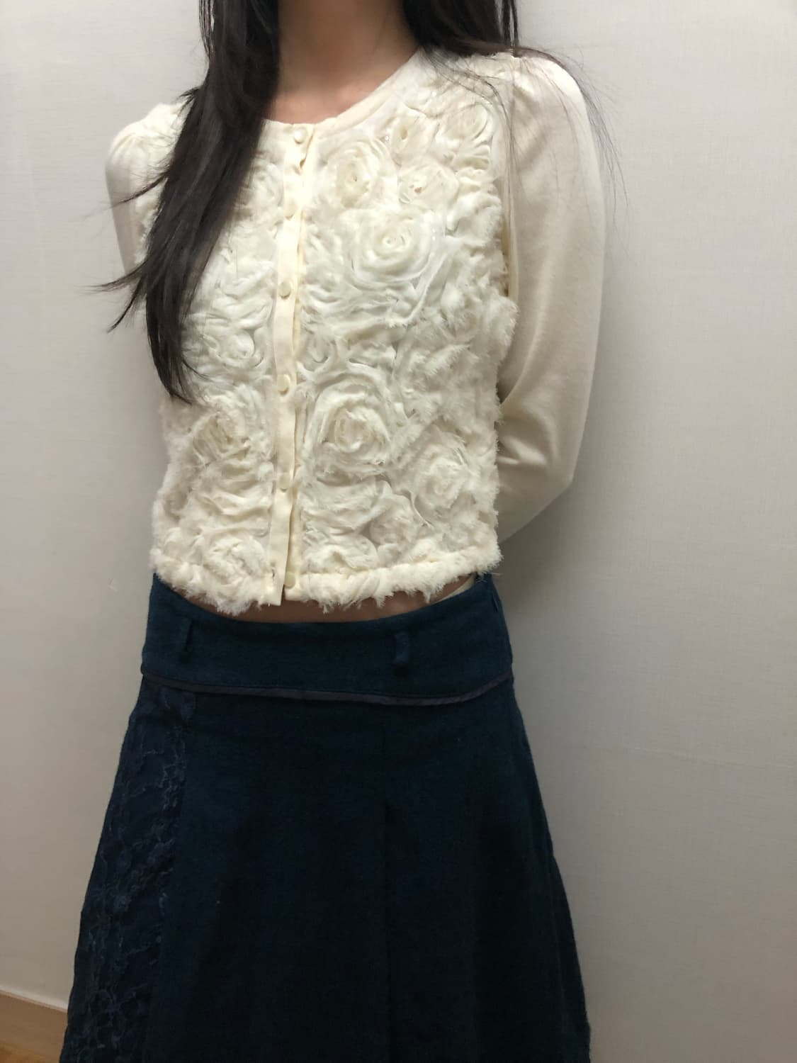 빈티지 화이트 플라워 가디건 상품이미지6