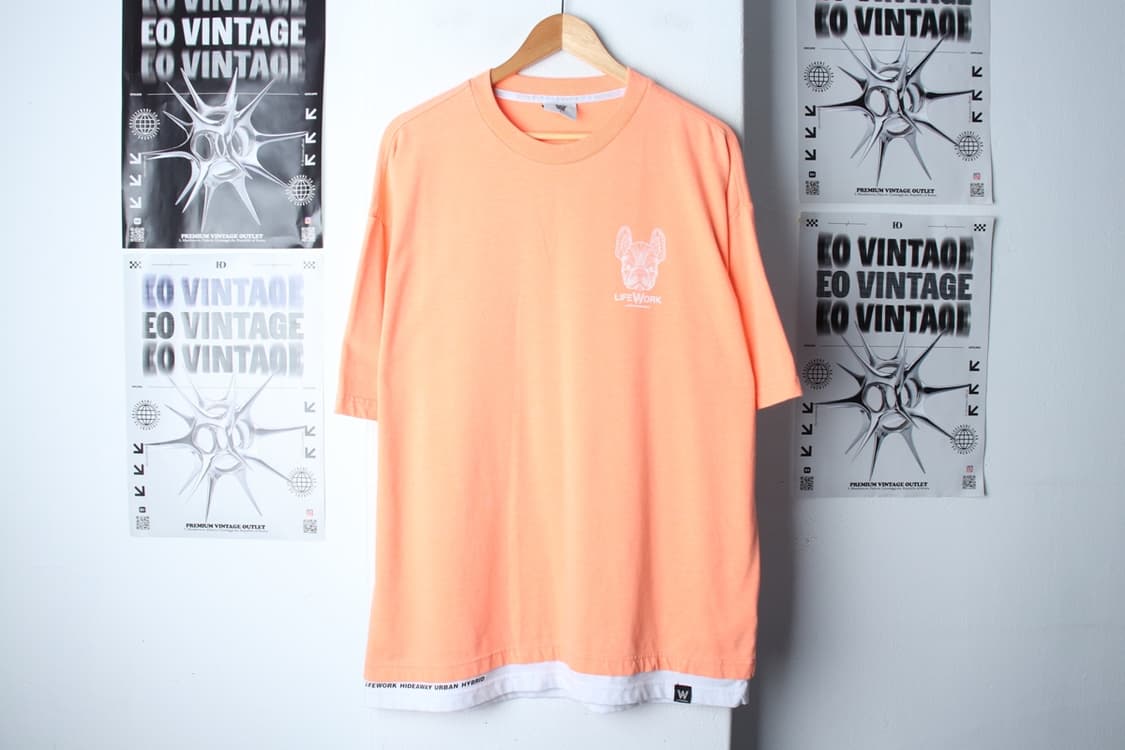 (L-2XL) 라이프워크 반팔 티셔츠 빅사이즈 오렌지 한정판-H30137 상품이미지2