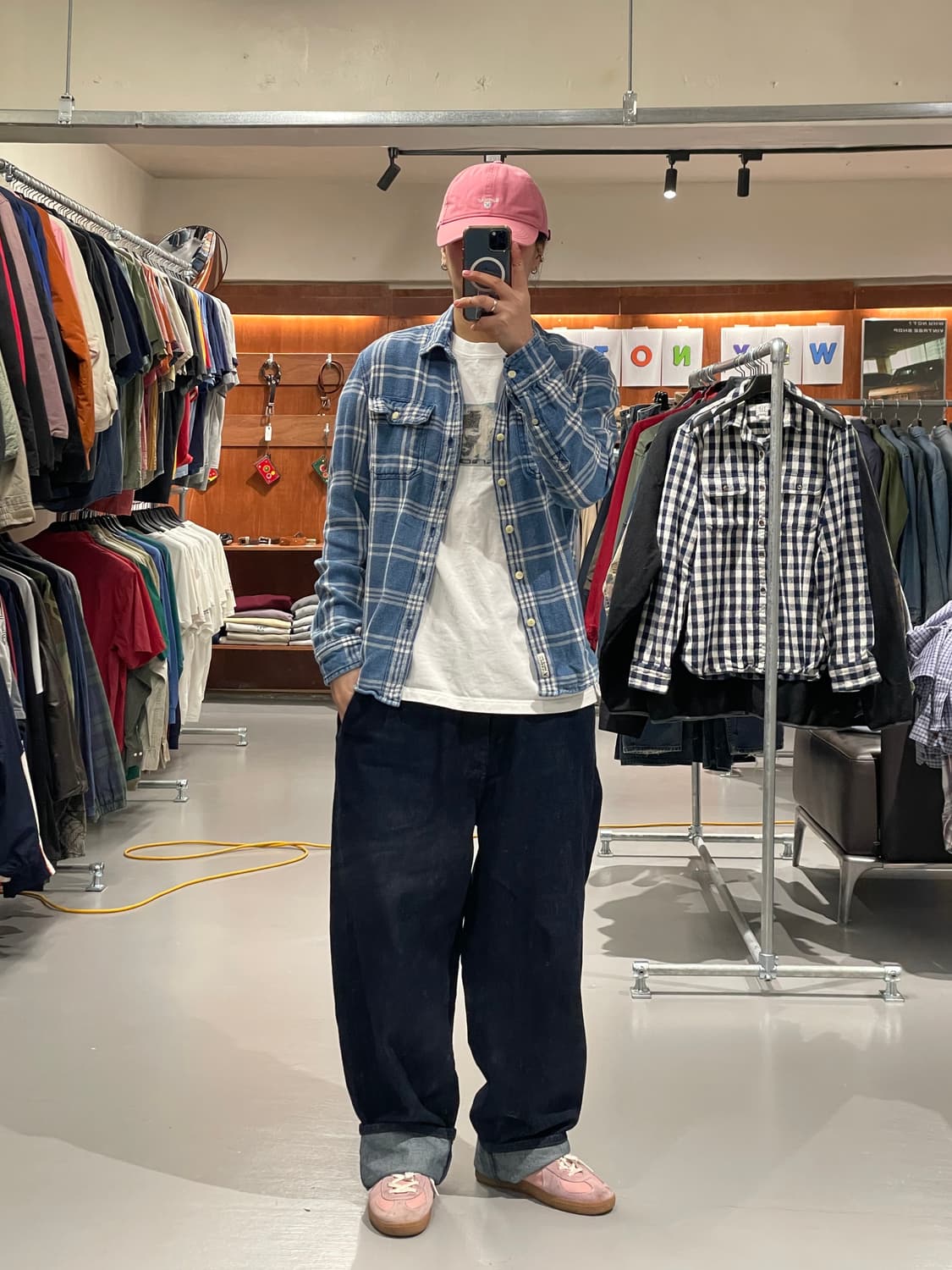 빈티지 체크 패턴 플란넬 셔츠 상품이미지2