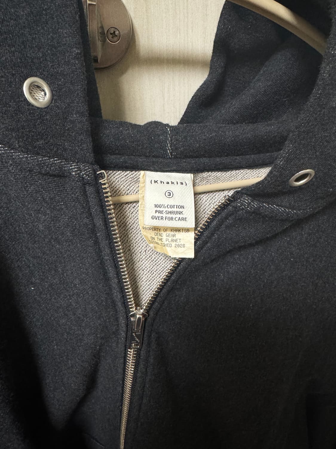 카키스 Khakis 블랙 (차콜 그레이) 후드 집업 3사이즈 상품이미지2