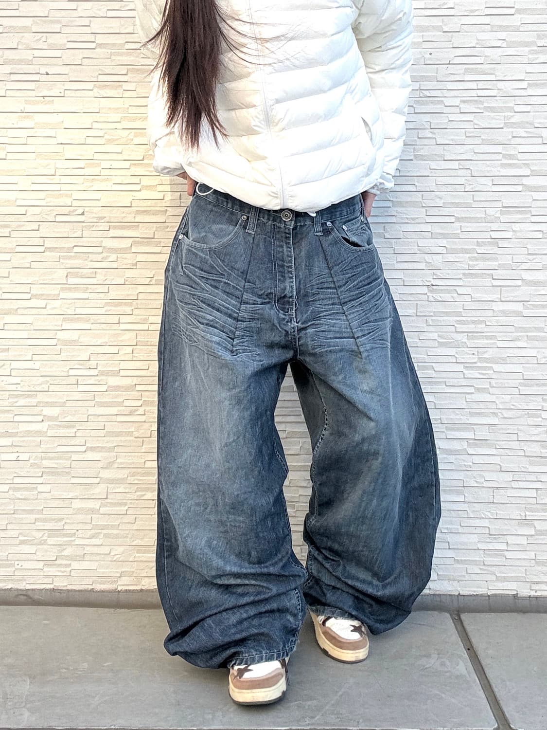 90s OLD SKOOL 올드스쿨 인디고 오버사이즈 와이드 데님 팬츠 상품이미지1