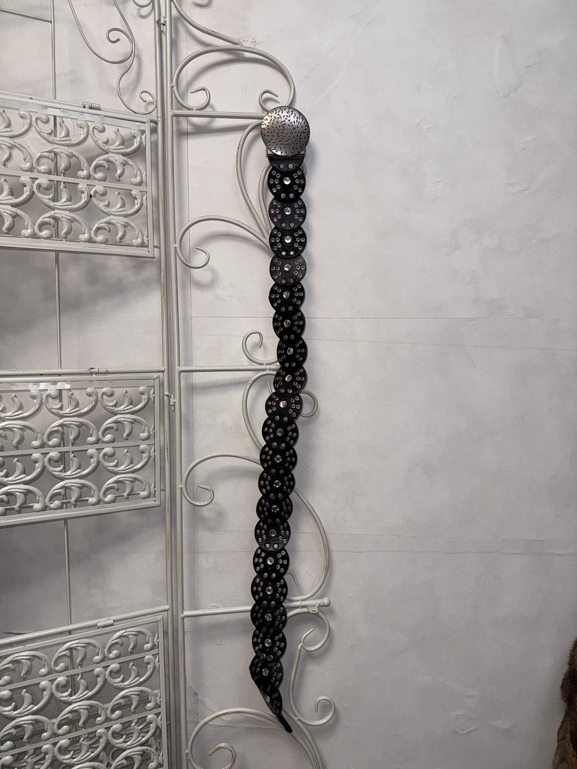 Black calf fur western punching belt 상품이미지4