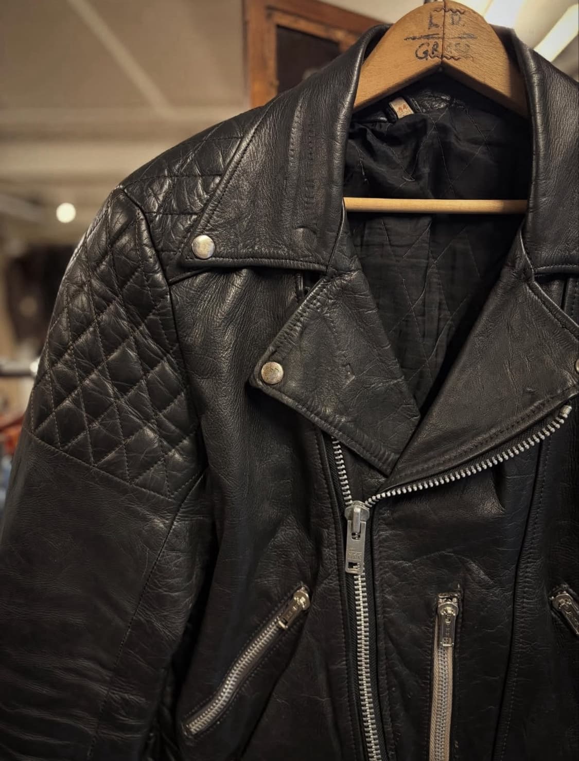 80~90년대 퀄트숄더 초반 카우스킨 라이더자켓 상품이미지5