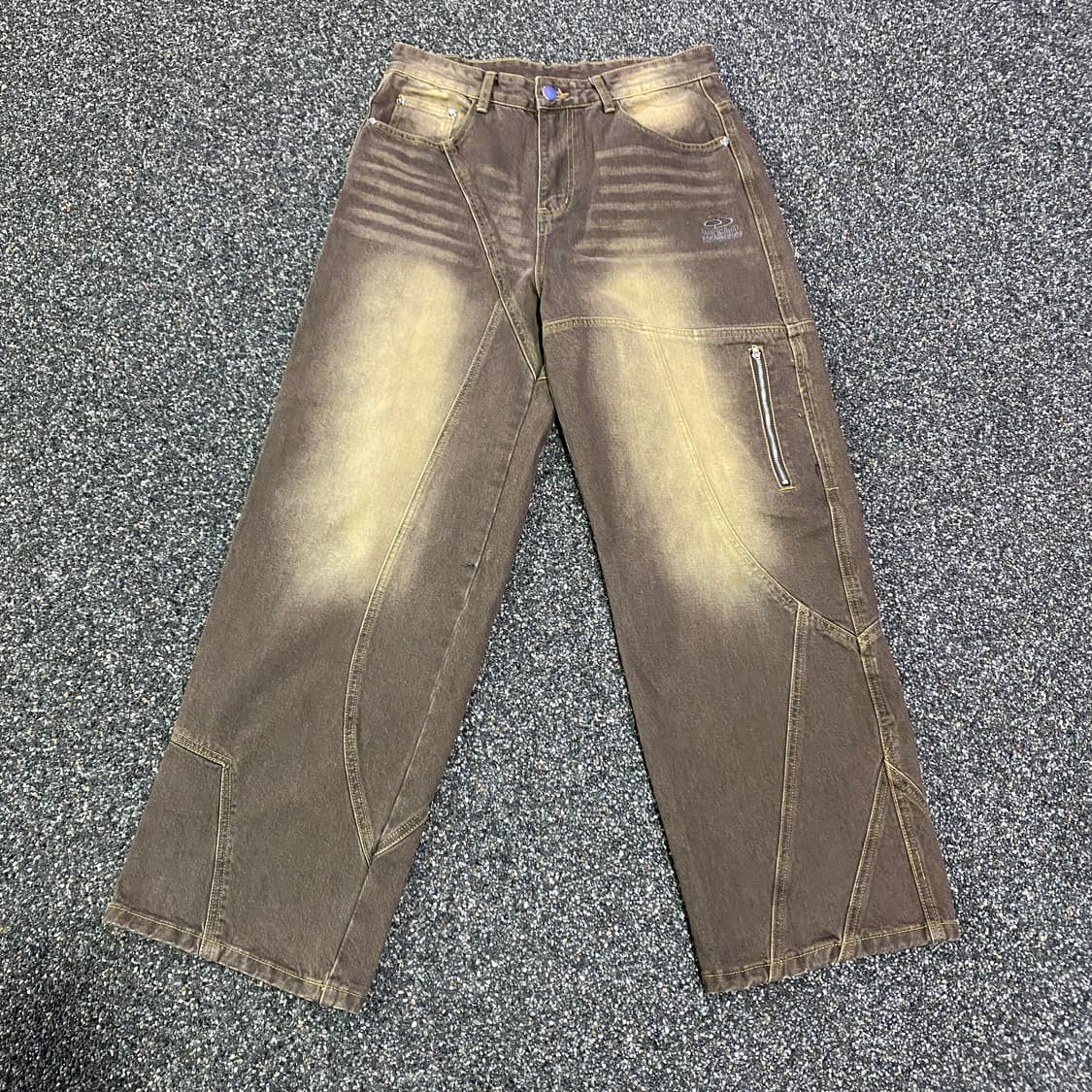 트래블 스몰로고 절개 워싱 샌드 브라운 데님 팬츠 B4038 상품이미지3