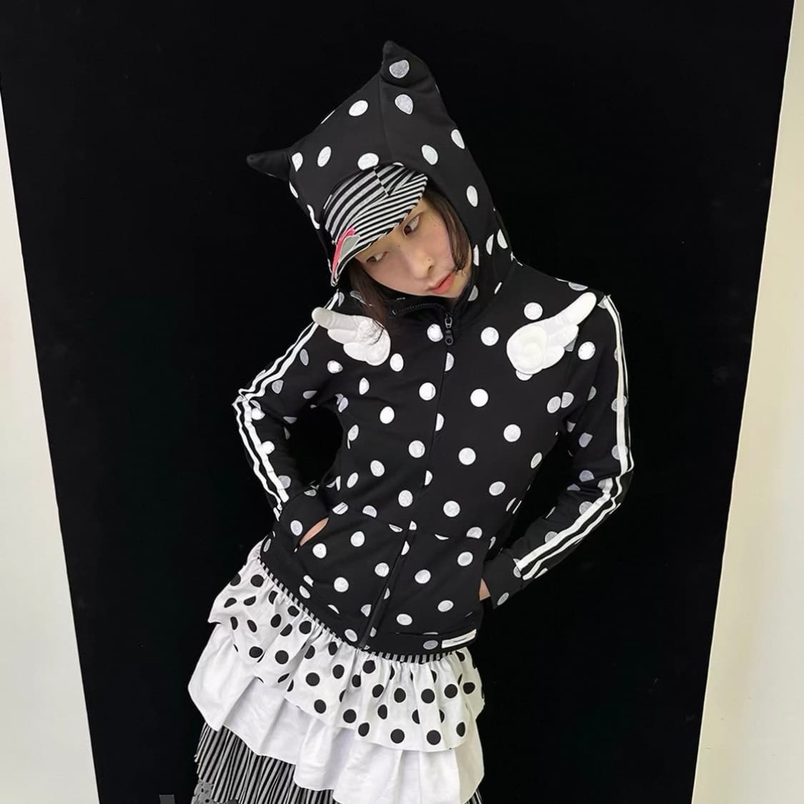 Tsunami 엔젤 도트 뿔 후드 집업 자켓 상품이미지1