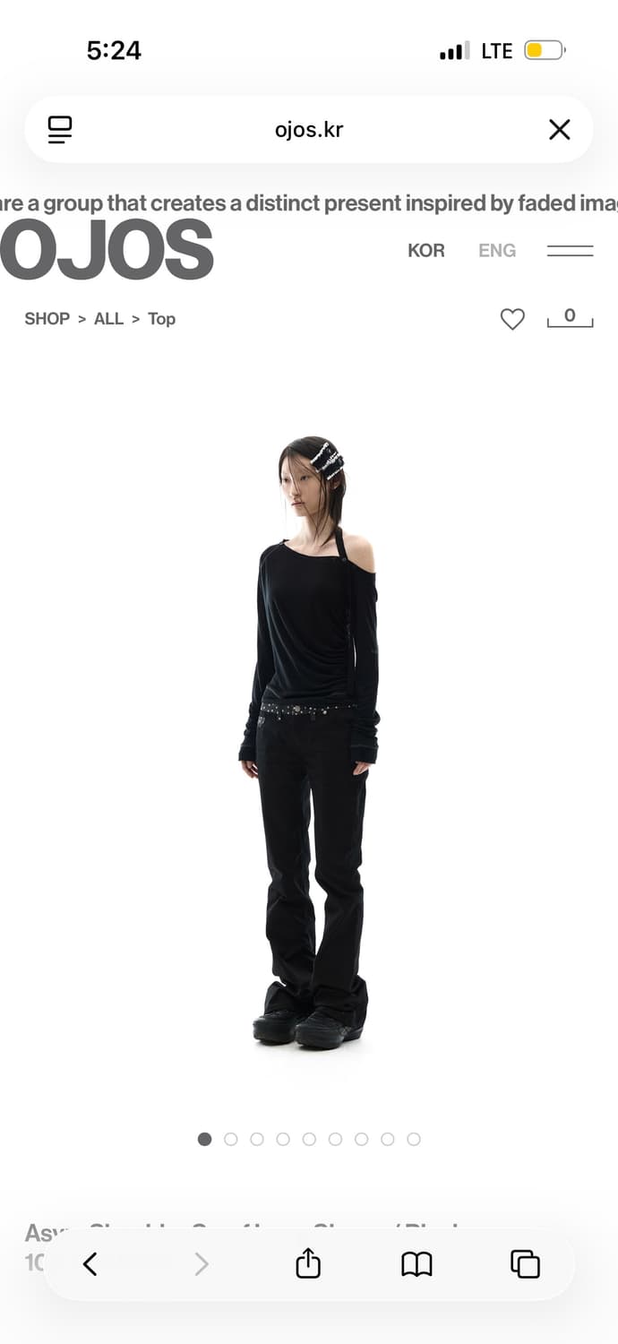 오호스 비대칭 숄더 스카프 긴팔 블랙 상품이미지1