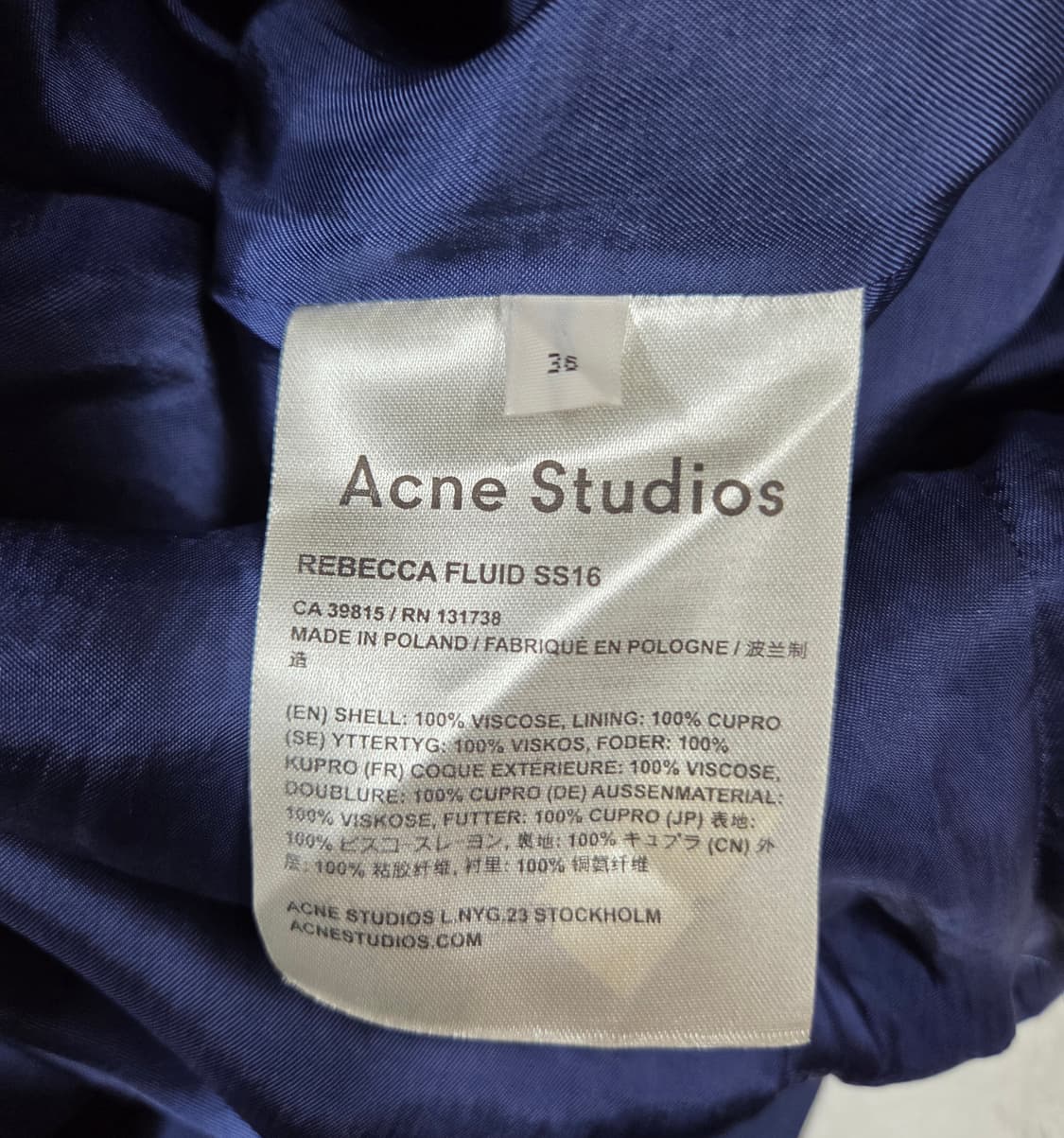 아크네 스튜디오 새틴 드레이프 플리츠 미디 원피스 36 상품이미지5