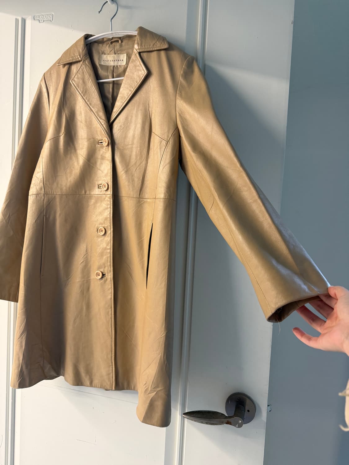 일본빈티지 소가죽 코트 베이지 상품이미지5