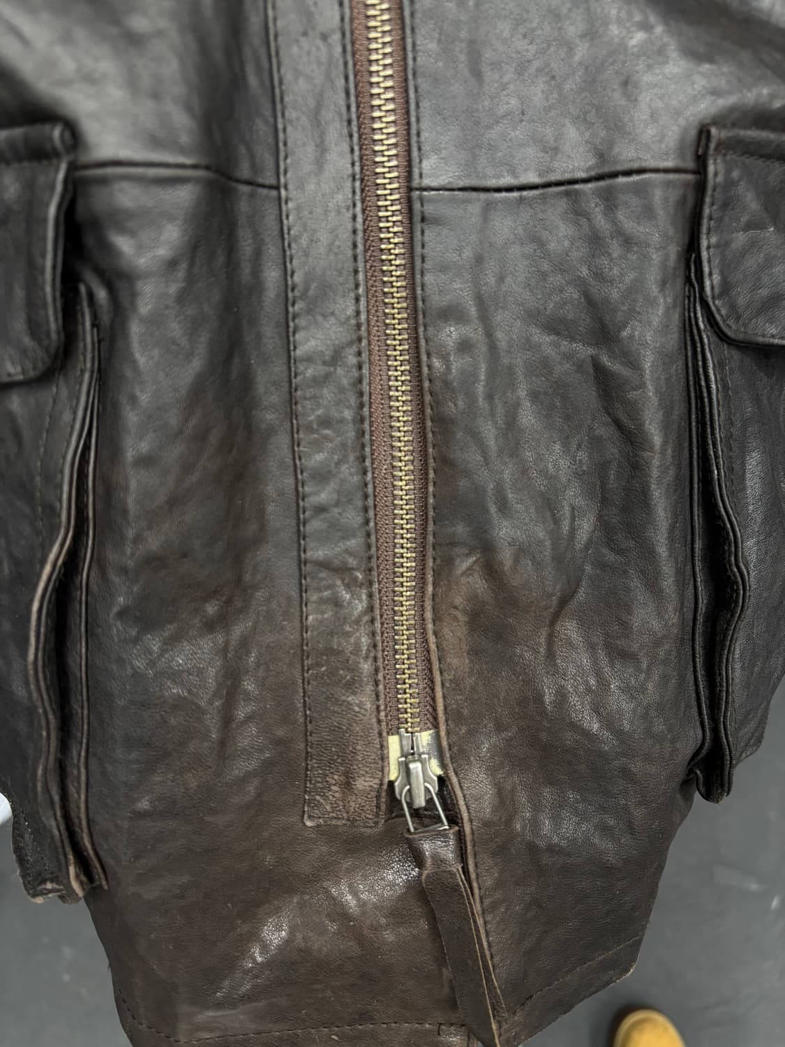 VTG 넥버클 브라운 가죽 자켓 상품이미지6