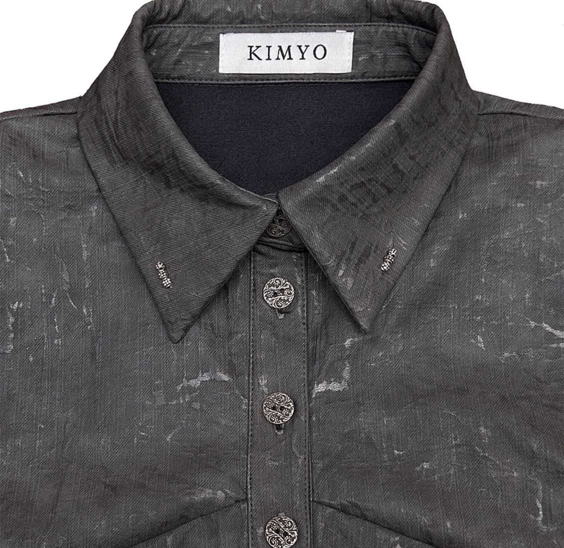 키묘 데님 레더 크롭 자켓 상품이미지2