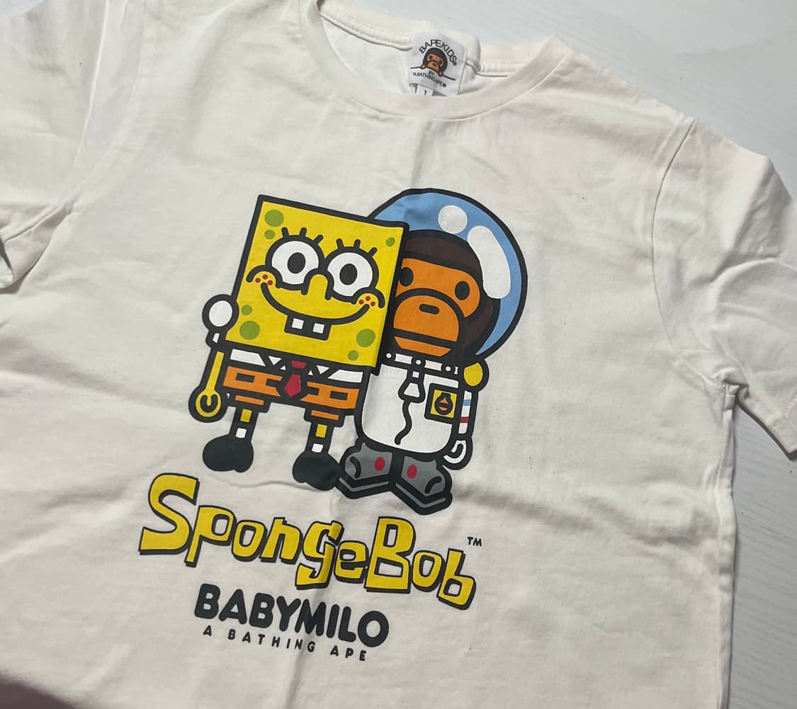 베이프 bape 스폰지밥 베이비마일로 콜라보 반팔 반소매 티셔츠 정품 상품이미지1