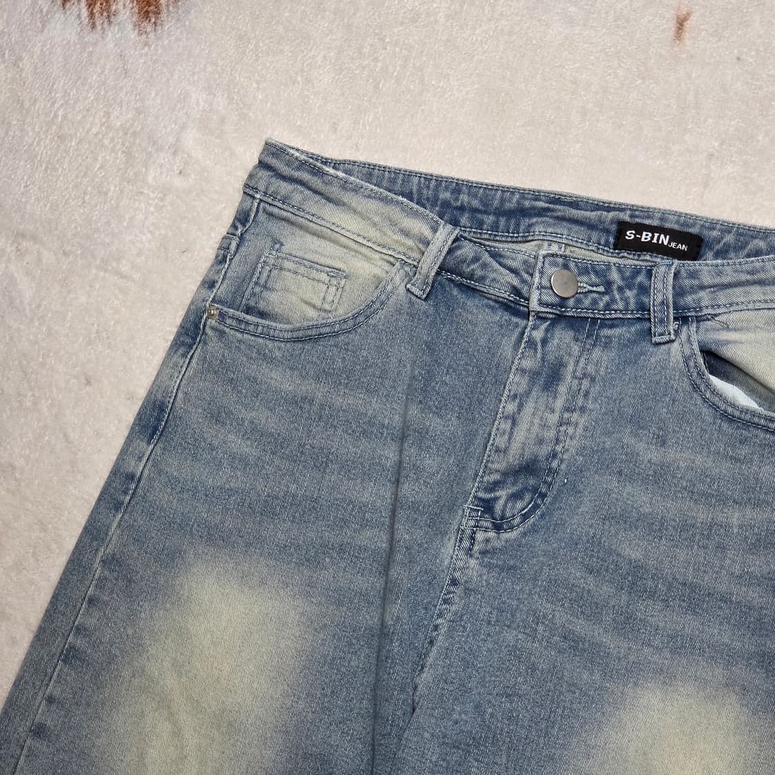 빈티지 연청 워싱 와이드 데님팬츠 상품이미지2