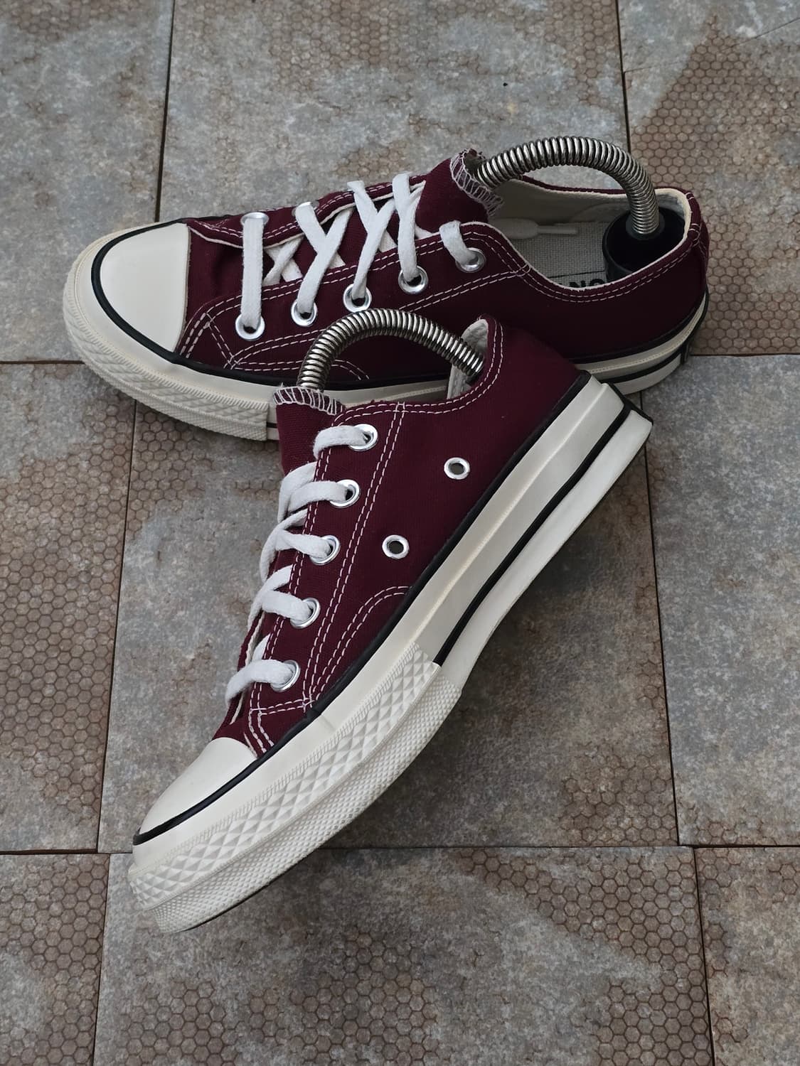 (220)컨버스 척 70 빈티지 캔버스 로우 버건디 스니커즈 상품이미지5