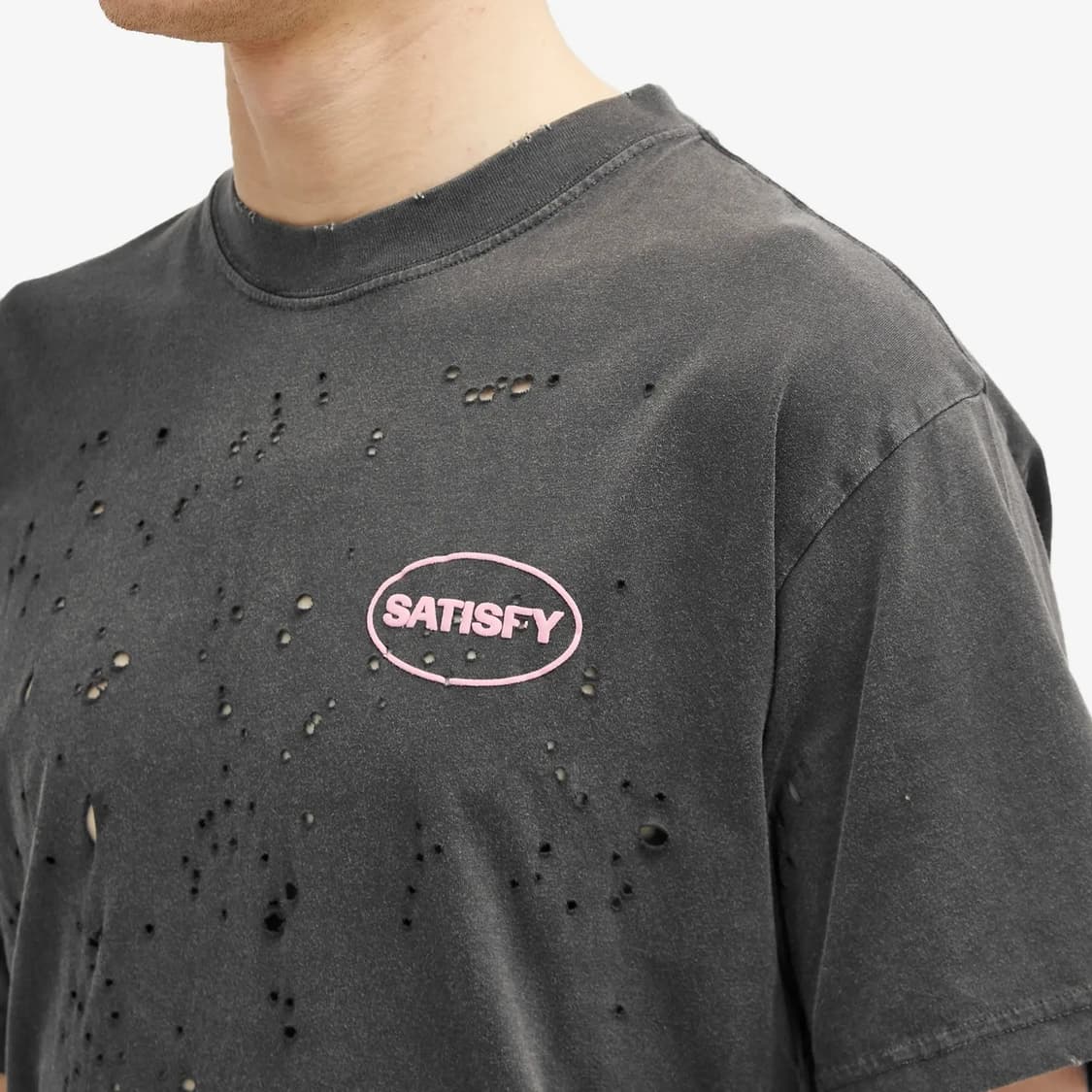 SATISFY 새티스파이 모스테크 티셔츠 에이즈드 블랙 핑크 (XL) 상품이미지4