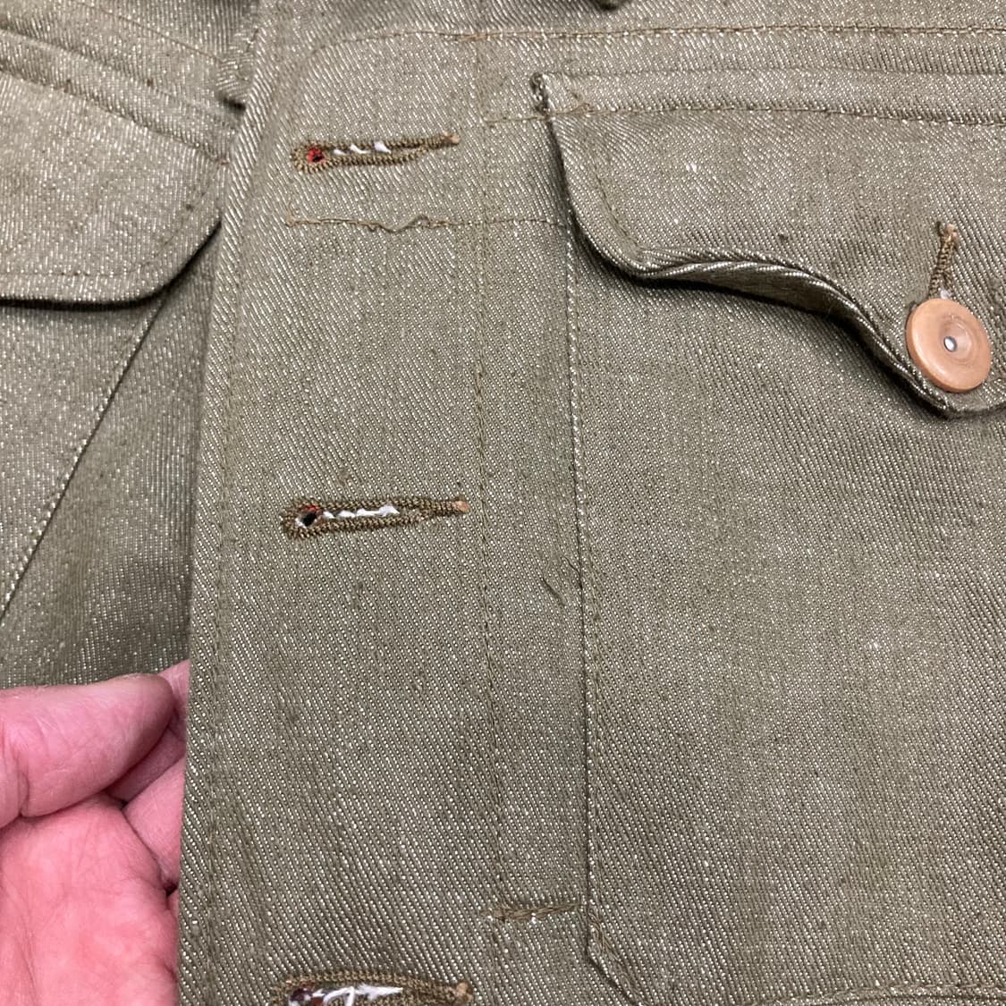 55s British green denim 배틀드레스 자켓 상품이미지5