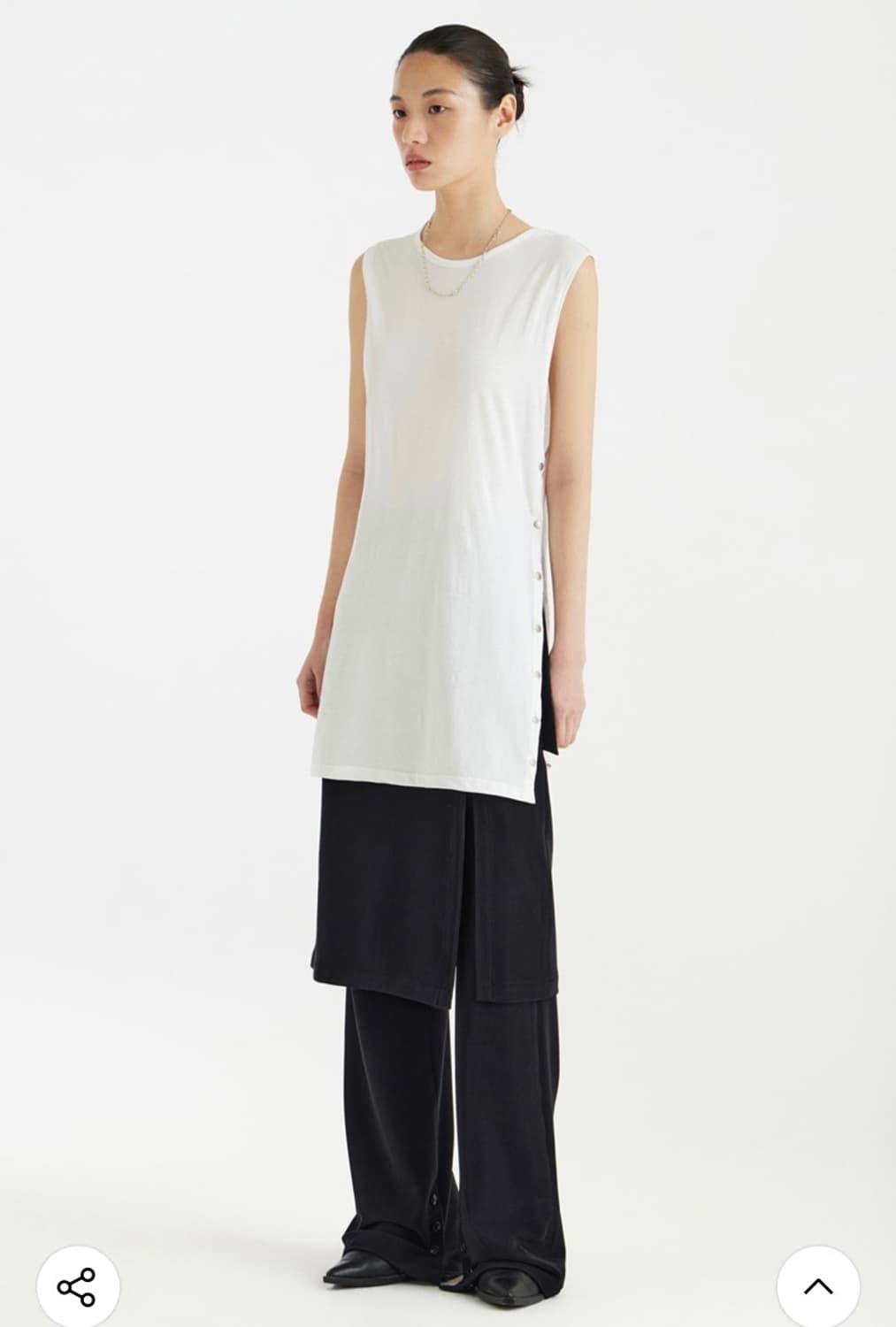 유스 사이드 스냅 슬리브리스 m 블랙, 화이트 상품이미지7