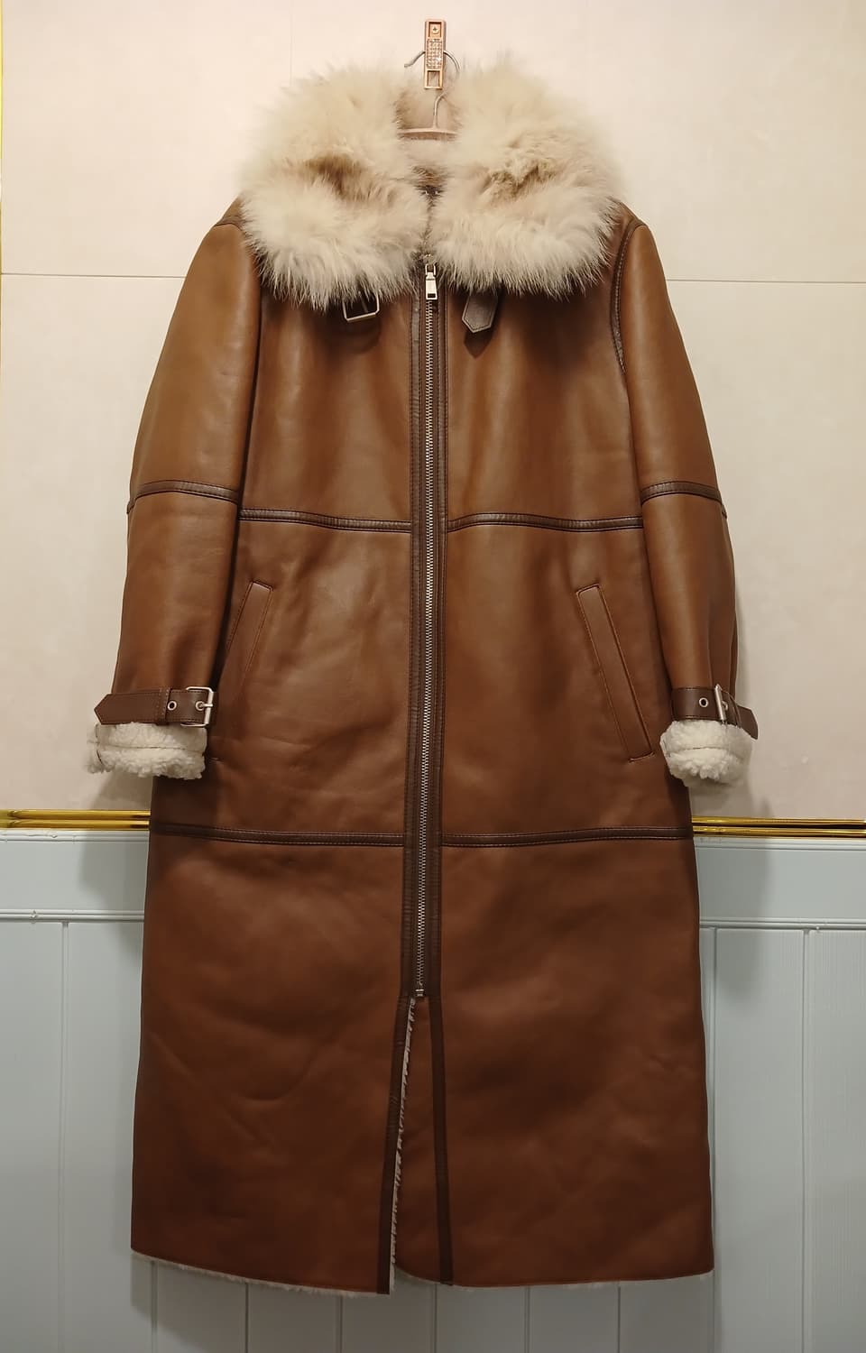 시슬리 정품 여성 합성가죽 소재 100% 롱 코트 42 사이즈 상품이미지1