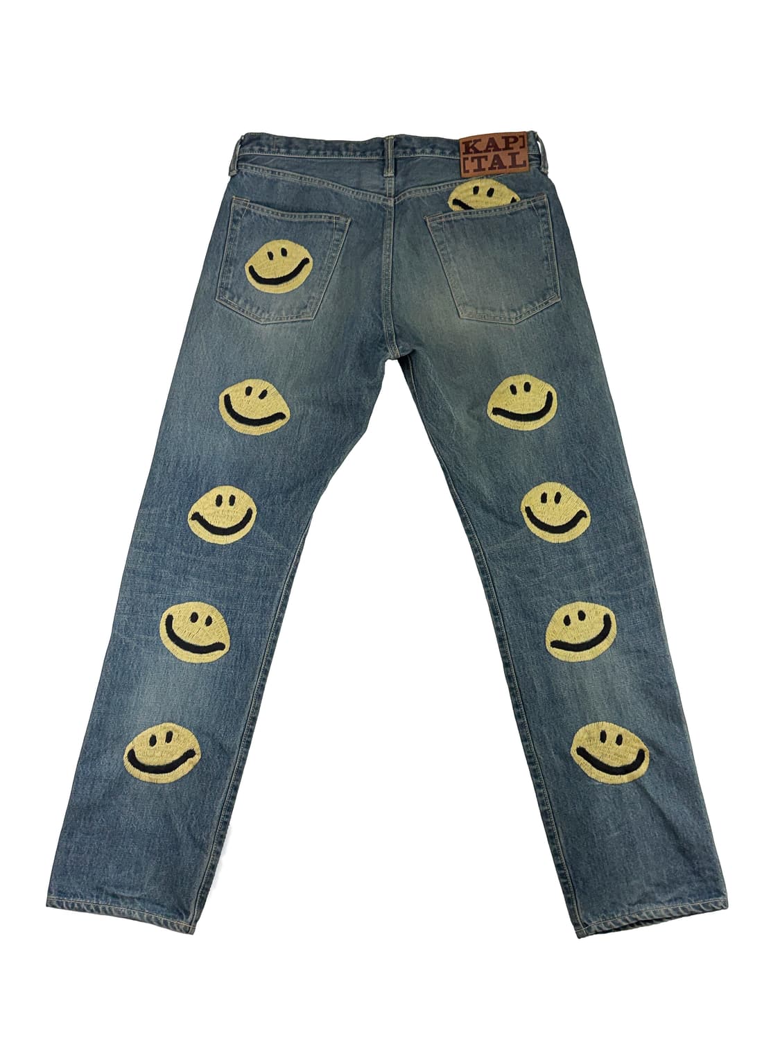 캐피탈 슬림 핏 스마일 자수 데님 팬츠 블루 상품이미지1