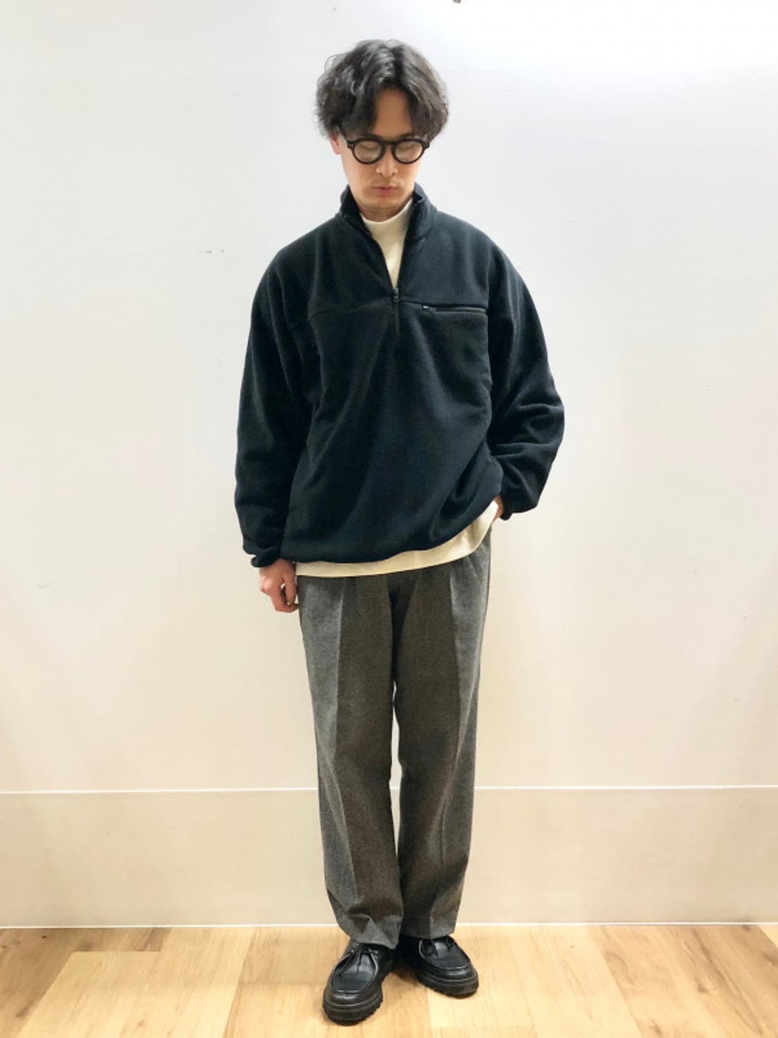 유니클로 신칠라 플리스 하프집업 다크 그레이 XL  상품이미지9