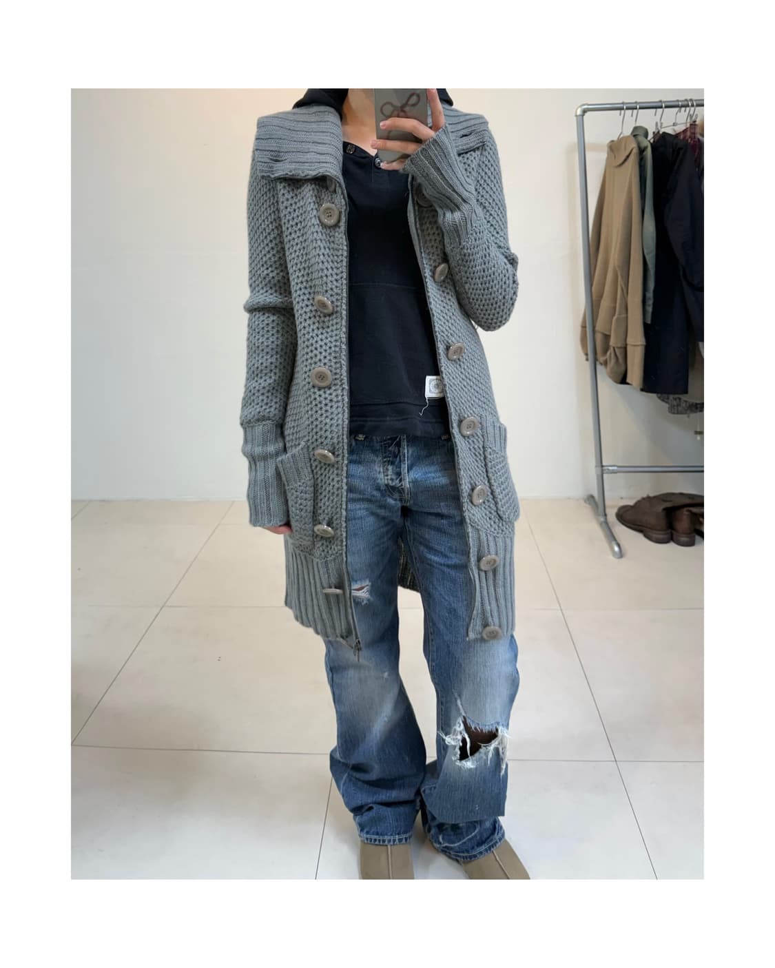 빈티지 빅 버튼 가디건 상품이미지4