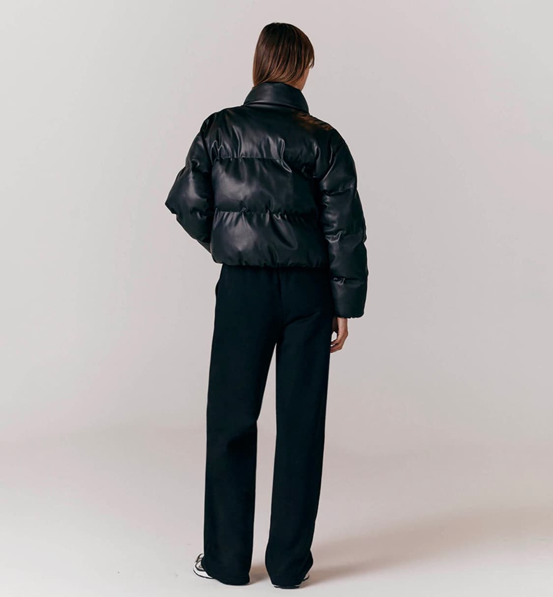 지오다노 오버핏 에코 레더 가죽 숏 푸파 패딩 점퍼 상품이미지2