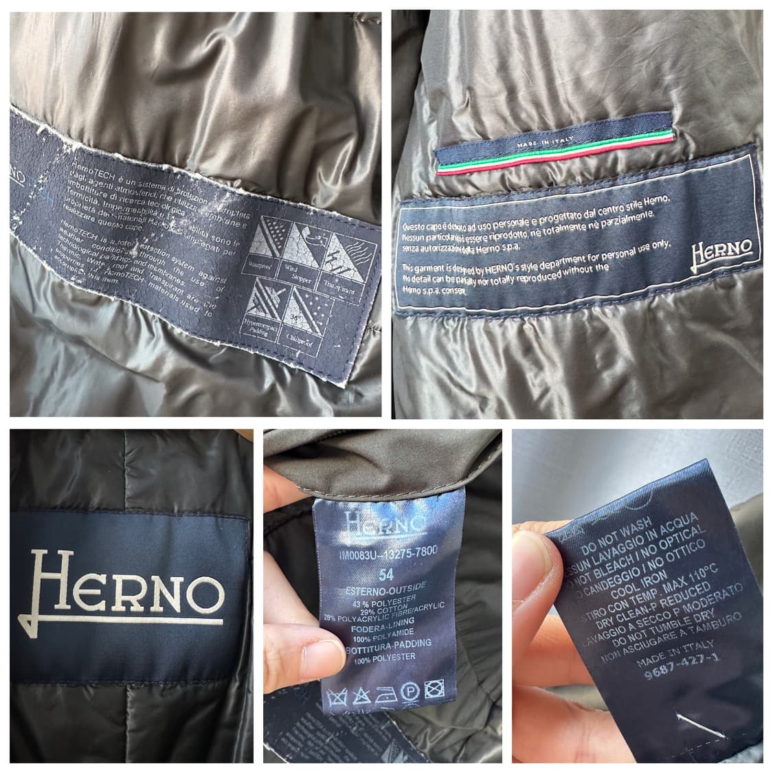 Herno 에르노 패디드 클래식 코트 카키 브라운 54 상품이미지10