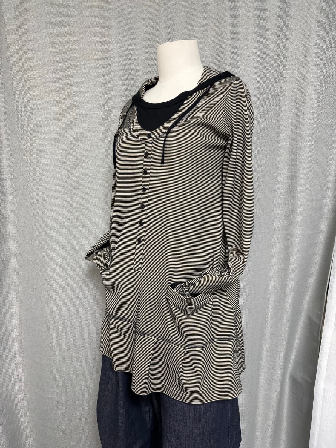 sutfeso 빈티지 스트라이프 벌룬 후디 레이어드 탑 상품이미지8