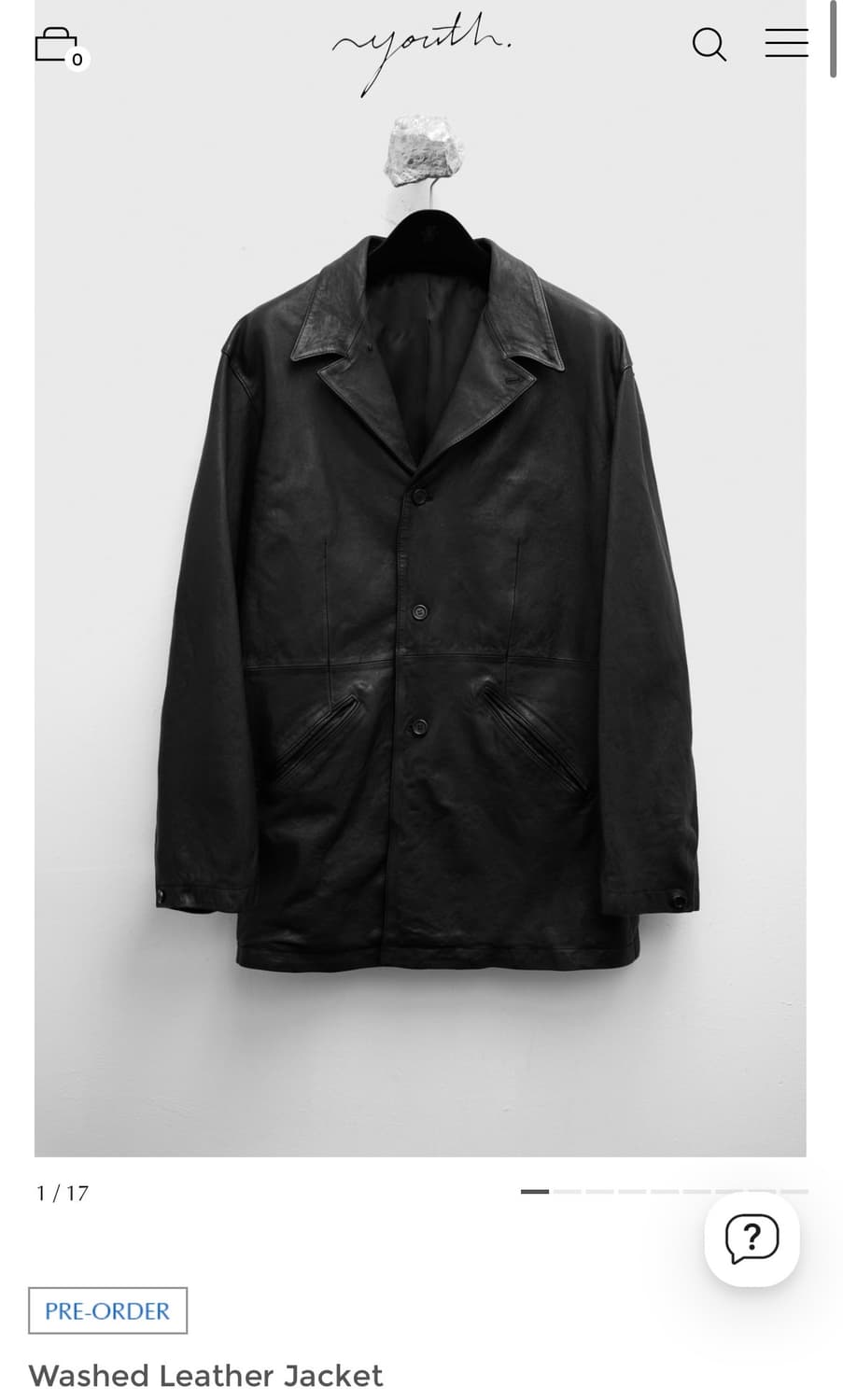 구매 m) 유스 워시드 레더 자켓 상품이미지1
