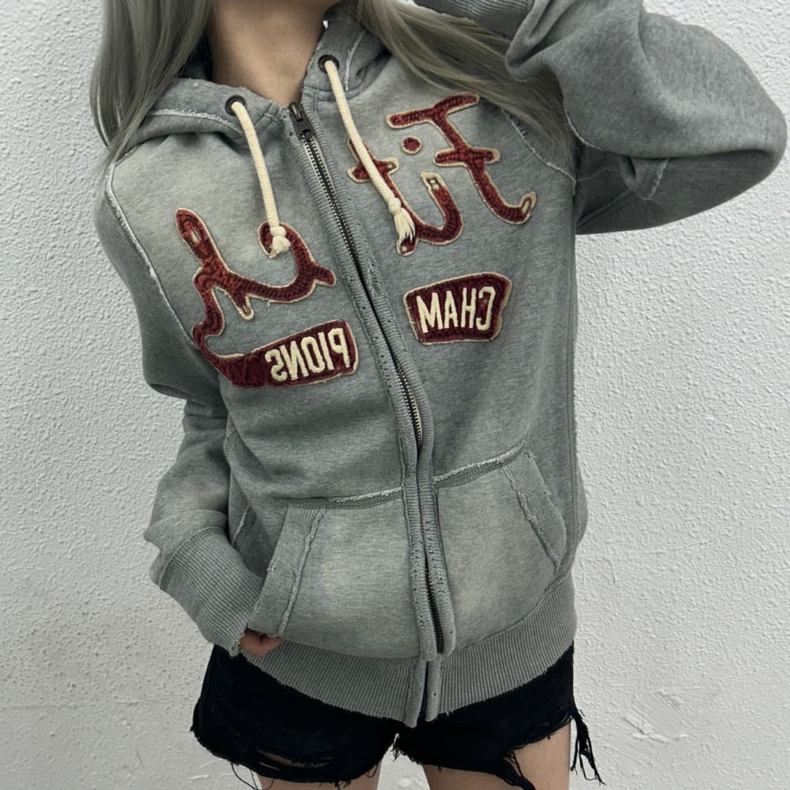 아베크롬비 빈티지 그레이 후드집업 M 상품이미지1