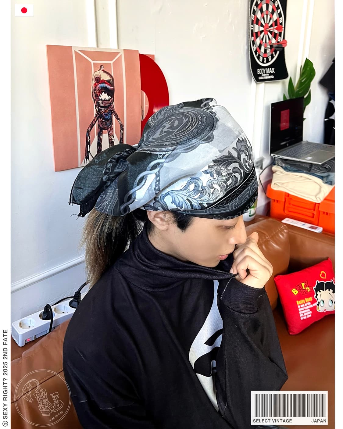 80-90s JPN Vintage Antique Pattern Scarf 상품이미지1