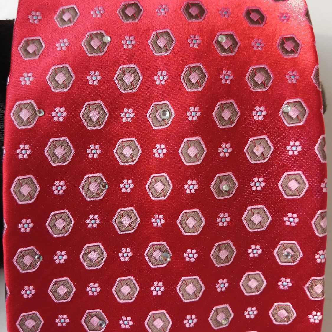 니나리치 실크 레드 패턴 넥타이 9.6cm A+등급 A19837 상품이미지8