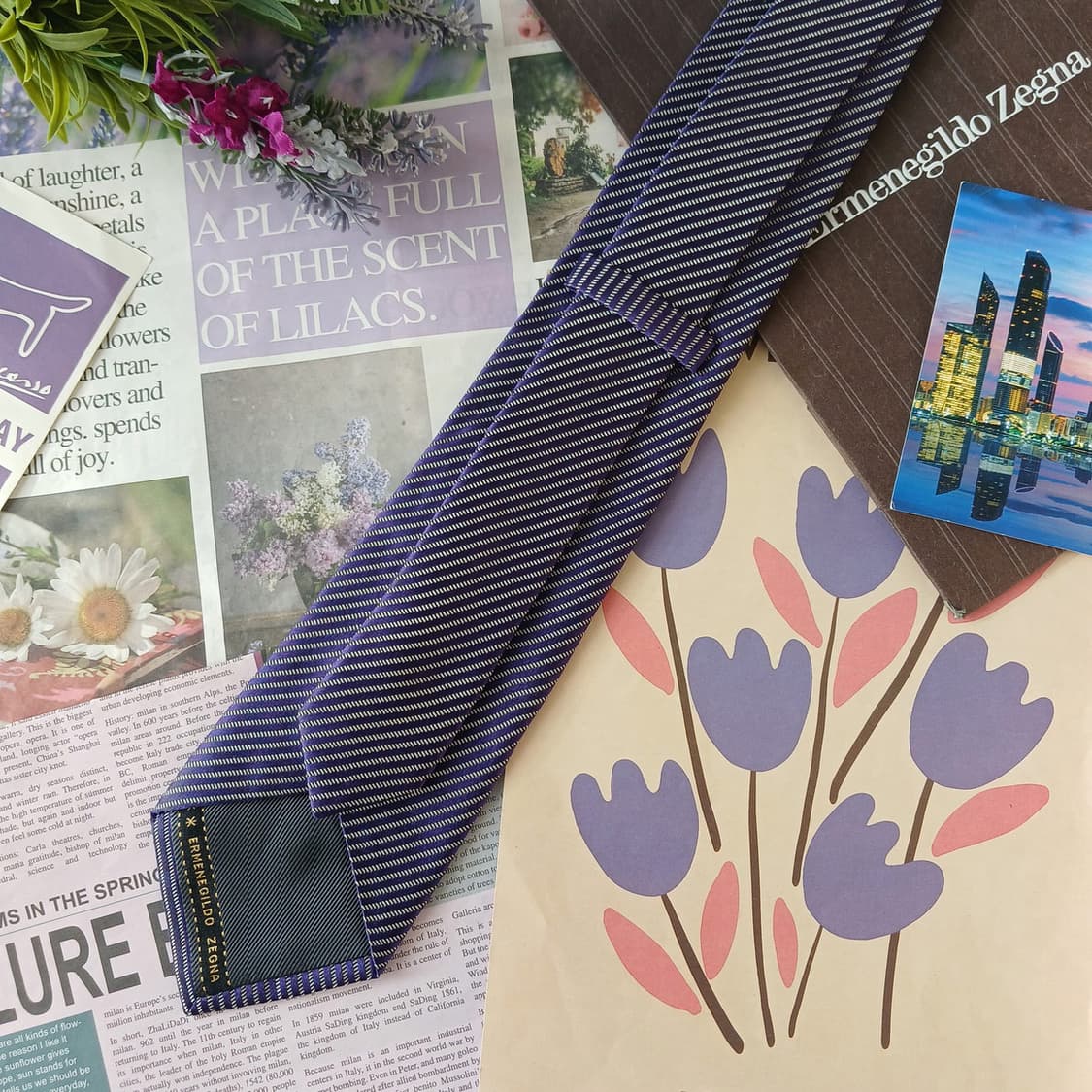 제냐 실크 퍼플 사선 스트라이프 넥타이 8.5cm A+등급 A19616
 상품이미지6