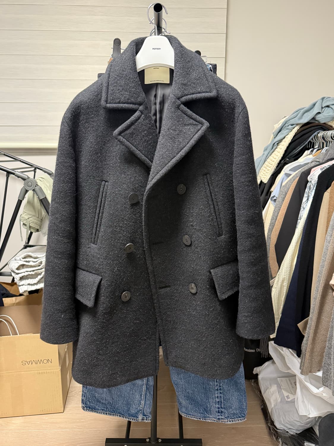 25fw 포터리 멜톤 울 피코트 블랙 2 상품이미지2