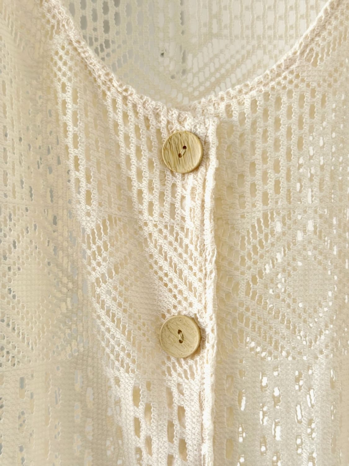 Cotton blend punch knit button top 상품이미지3