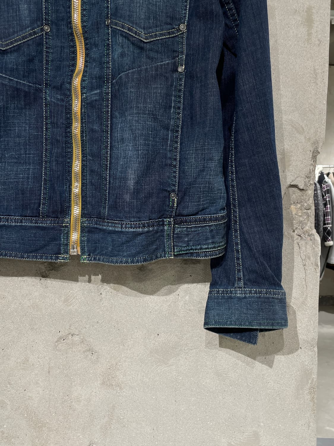 디젤 진청 y2k 레터링 워싱 바이커 데님 자켓 상품이미지6