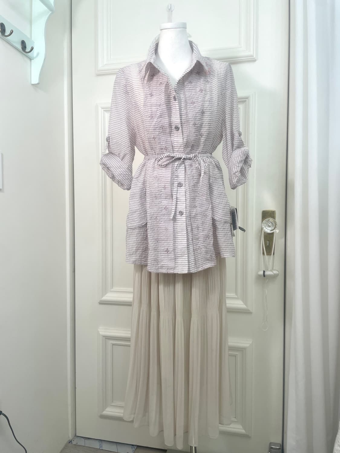 gray beige pleats layered chiffon bandin 상품이미지7