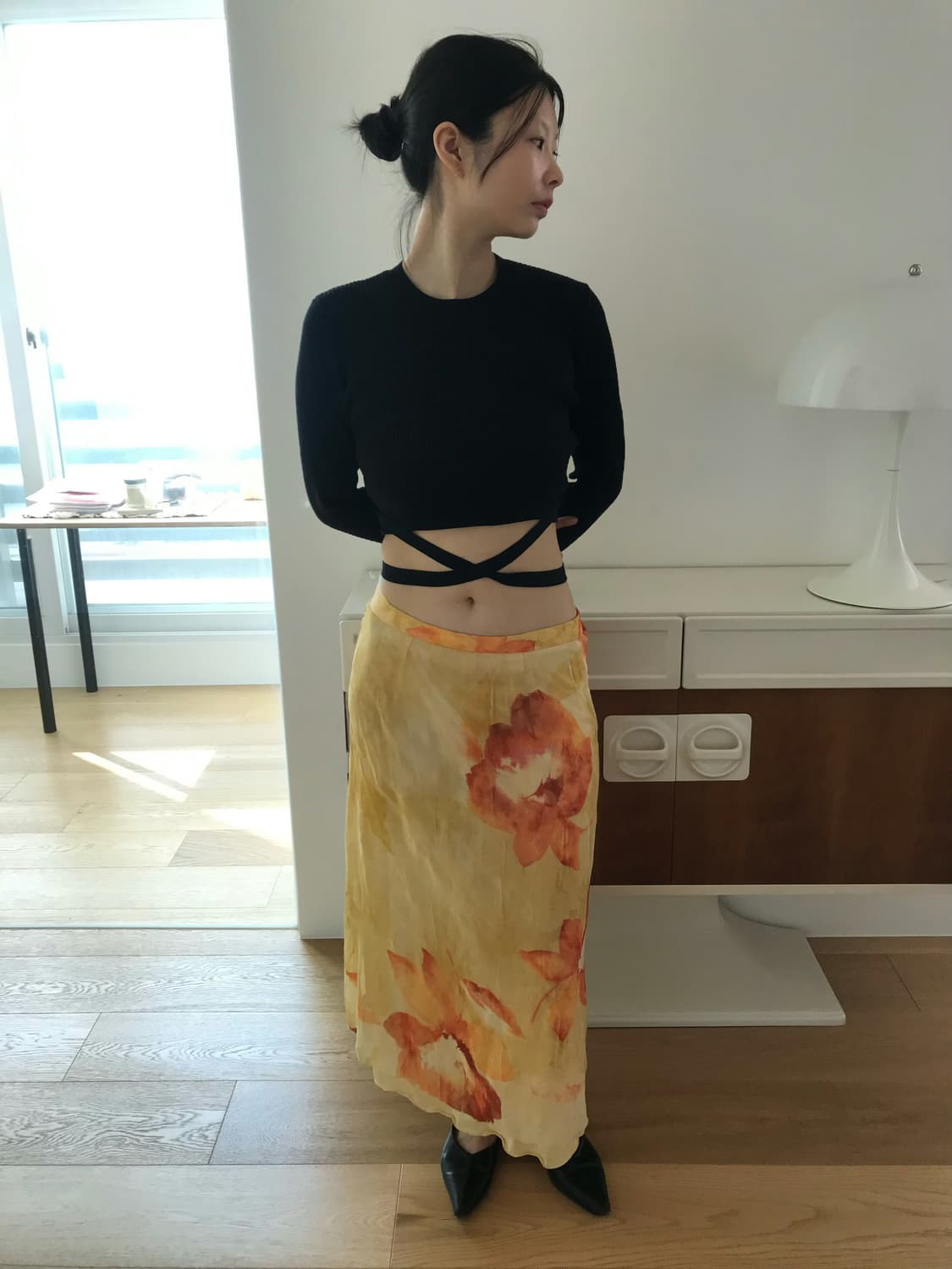 vintage flower pattern skirt (26inch) 상품이미지5